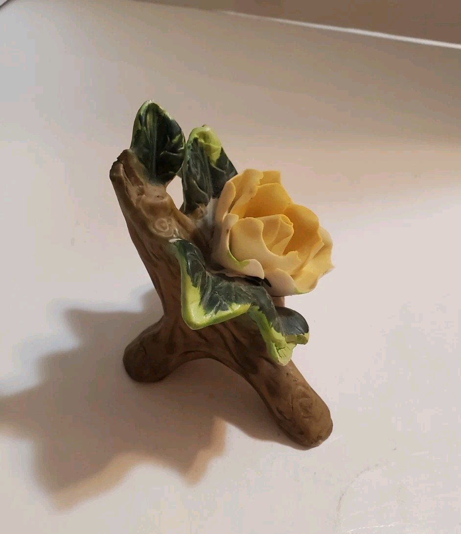 Lefton Yellow Roses On Branches W/ Leaves Rose Pair Flower Decor 13908 Vtg ’99