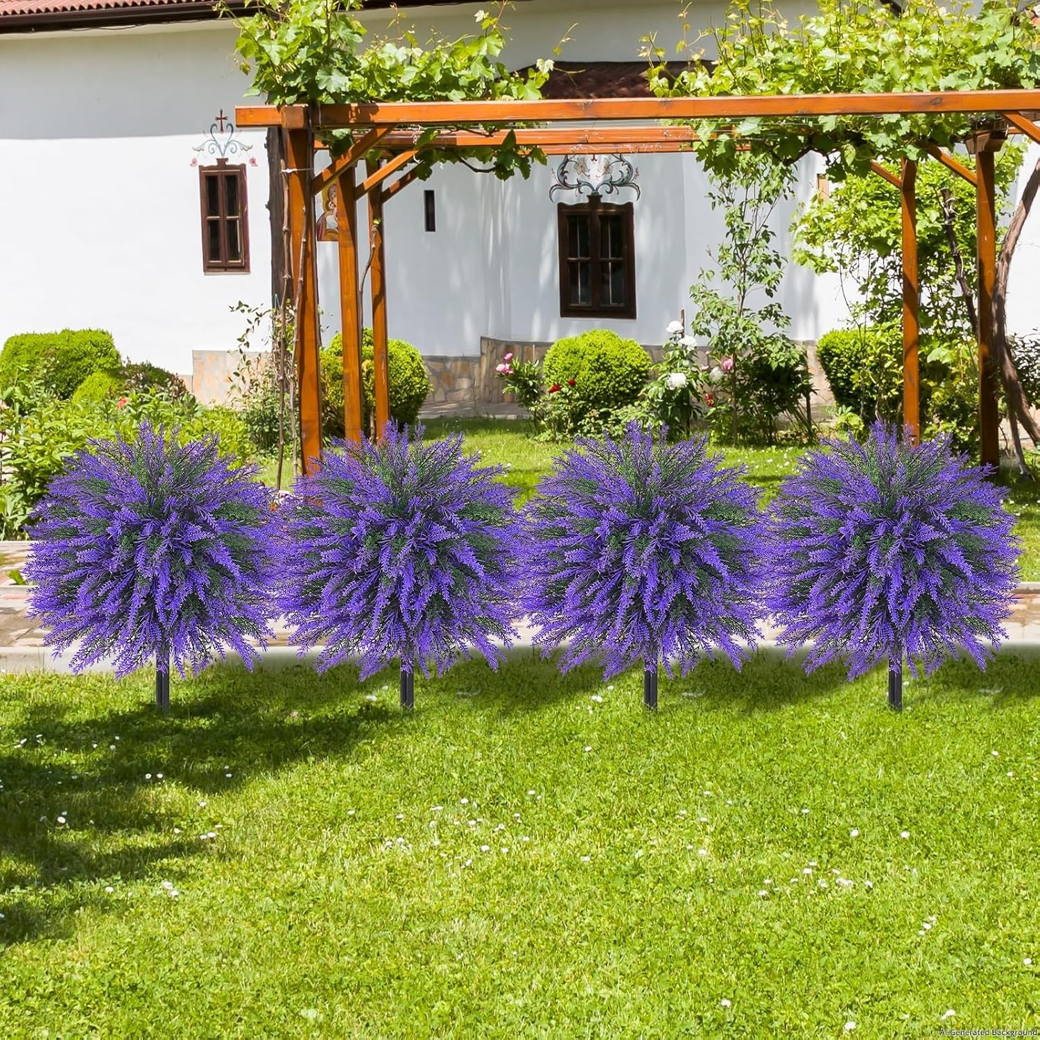 22″ UV Resistant Lavender Topiary Ball Trees – 2 Sets for Outdoor Decor