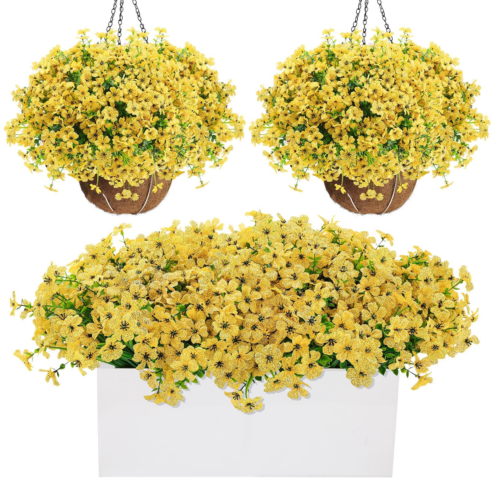Ovveroche 56 Yellow Bundles Artificial Fake Plants Flowers for Outdoor Decora…