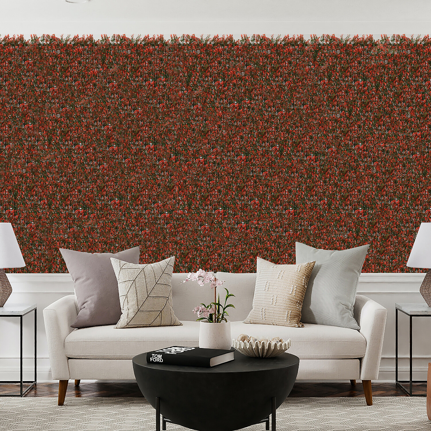 20″x20″ Artificial Red Buxus Mat Faux Fence Panel Wall Decor Ficus Plant Hedge
