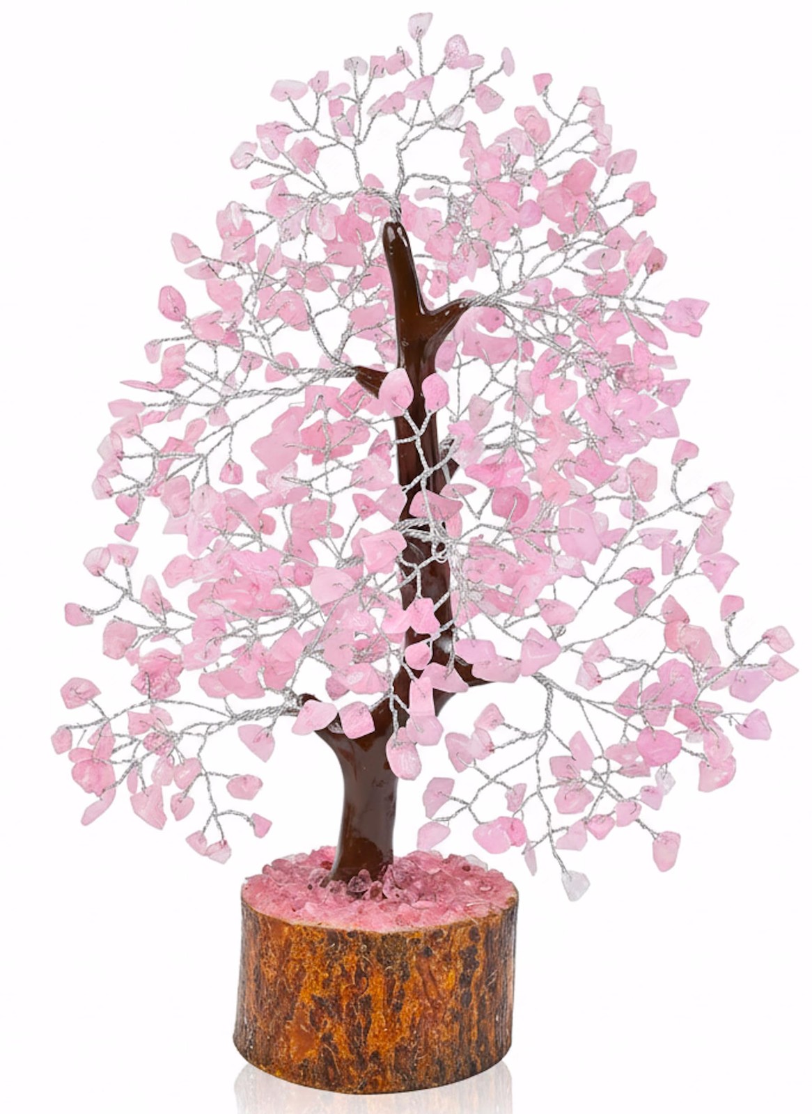 Rose Quartz Crystal Tree, Silver Wire Feng Shui Gemstone Tree, Chakra Healing…