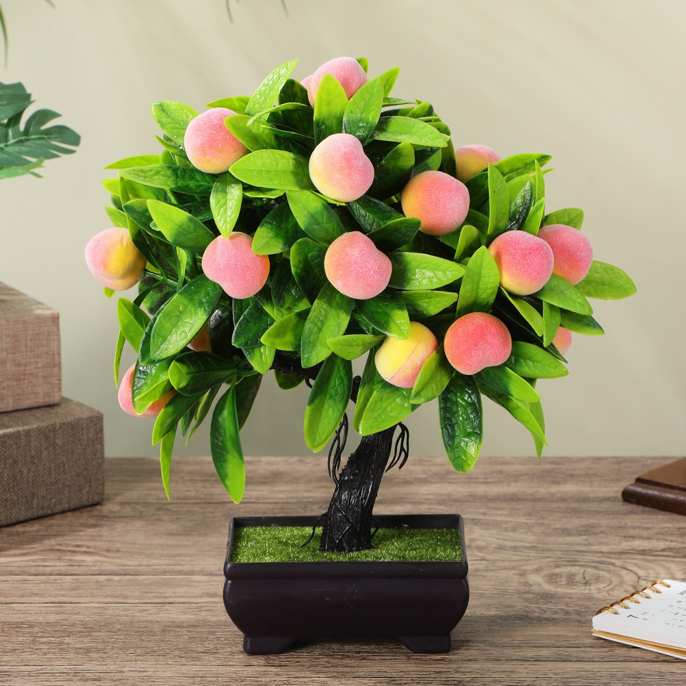 Artificial Bonsai: 25cm Simulation Peach Bonsai Tree – Artificial Potted Plant