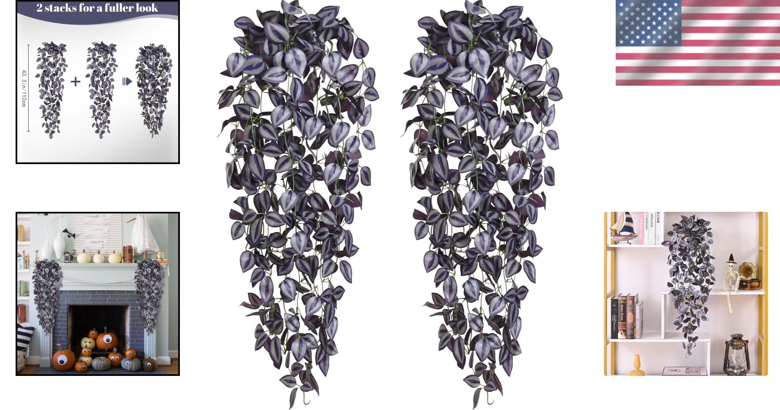 Versatile 2pcs Artificial Hanging Plants – Perfect for Home & Halloween Decor