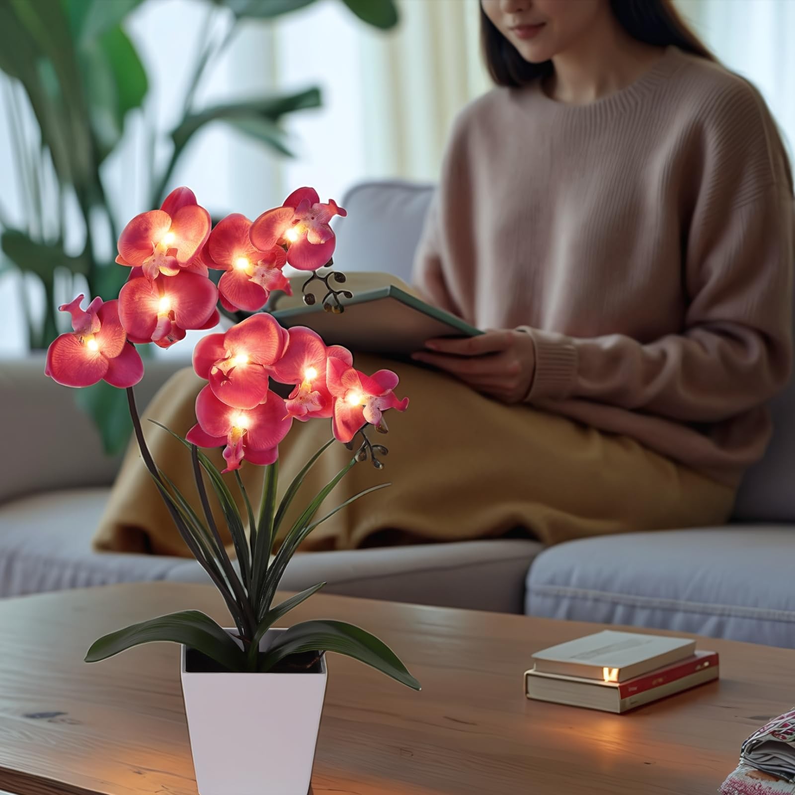 Orchid Lamp-LED Lighted Orchid Arrangements,Pre Lit Artificial Orchid,Light U…