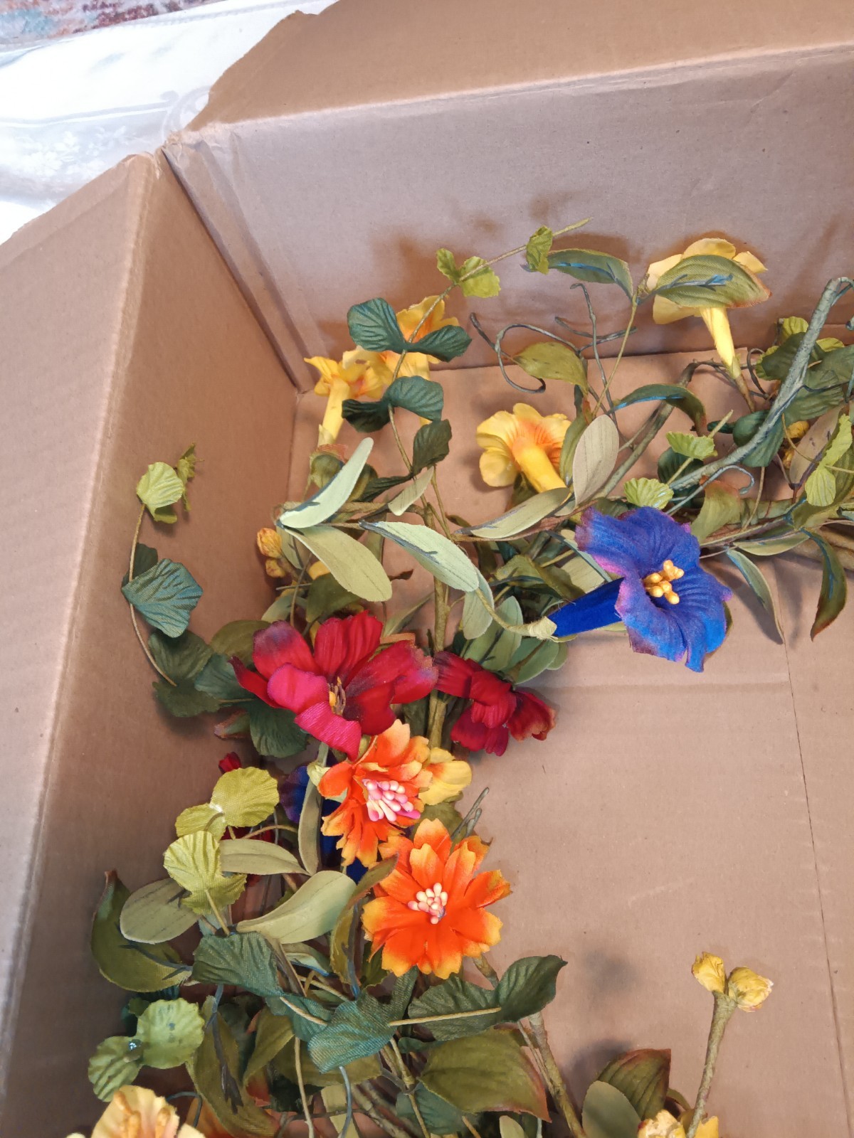 Melrose 20″ Artificial Summer Garden Trumpet Flower Wreath Colorful