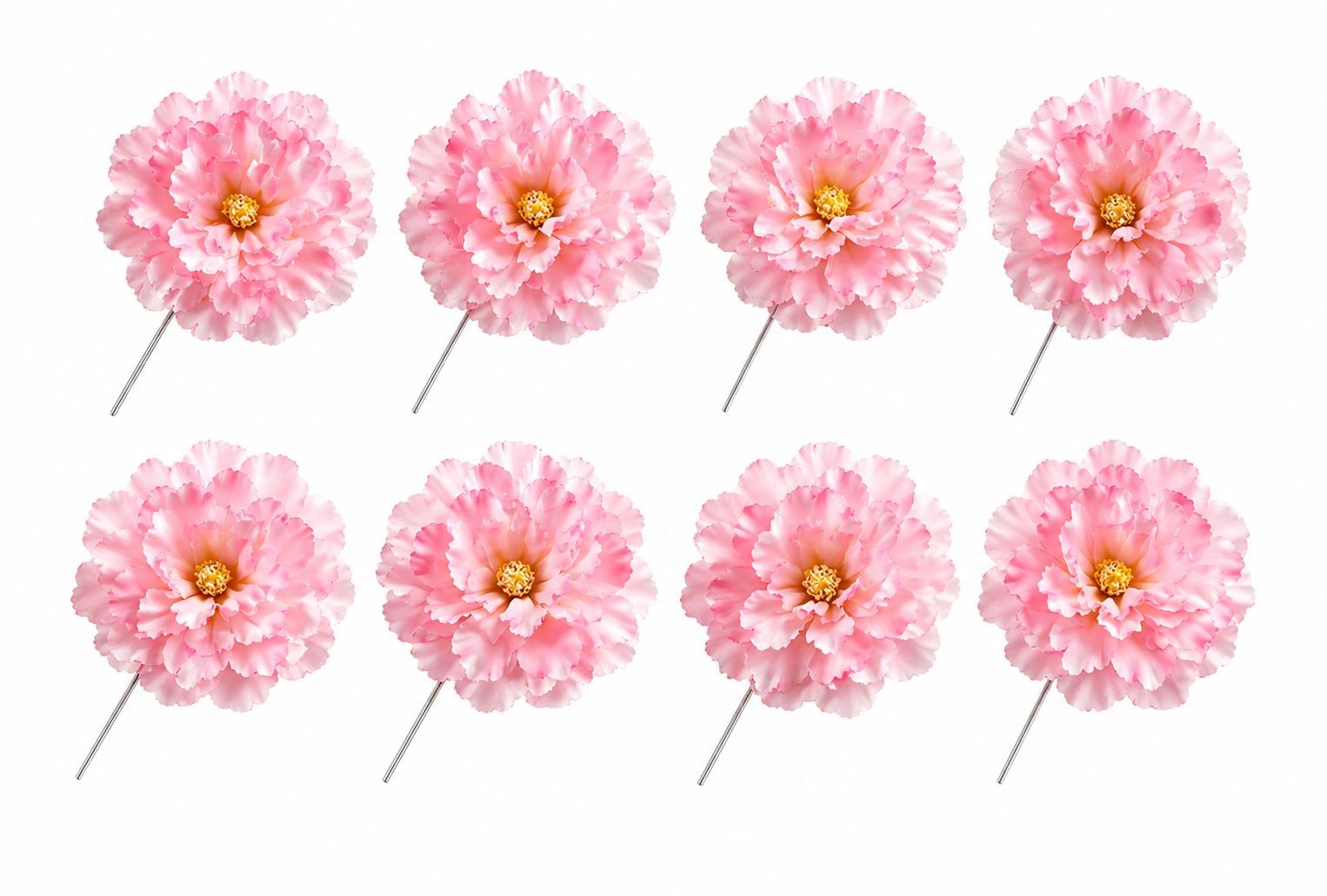 Blush Pink Peony Flower Picks Set of 8 Soft Pink Blooms Wired Floral for Wreaths