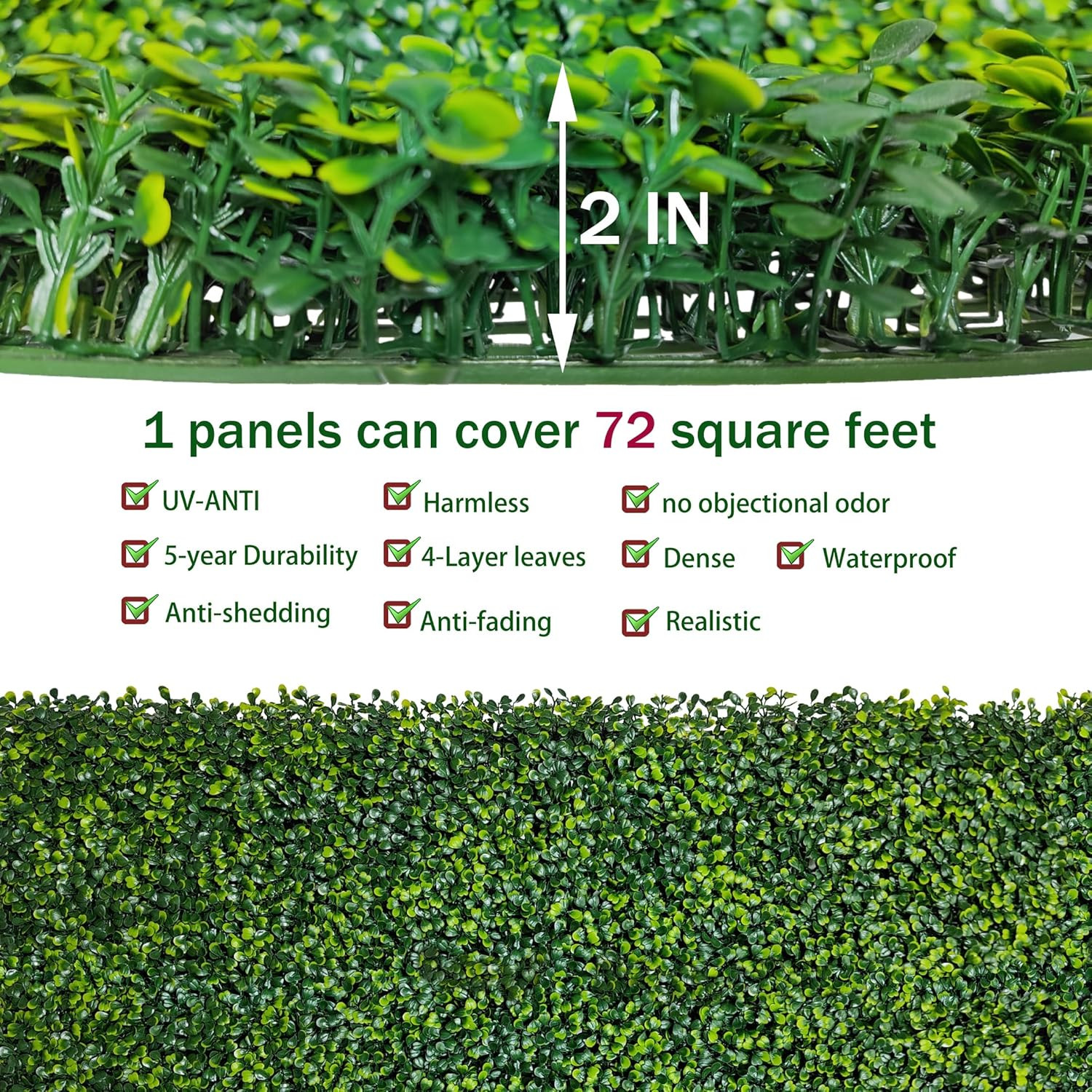 6FT x 12FT Artificial Boxwood Panels for Indoor/Outdoor Privacy & Decor