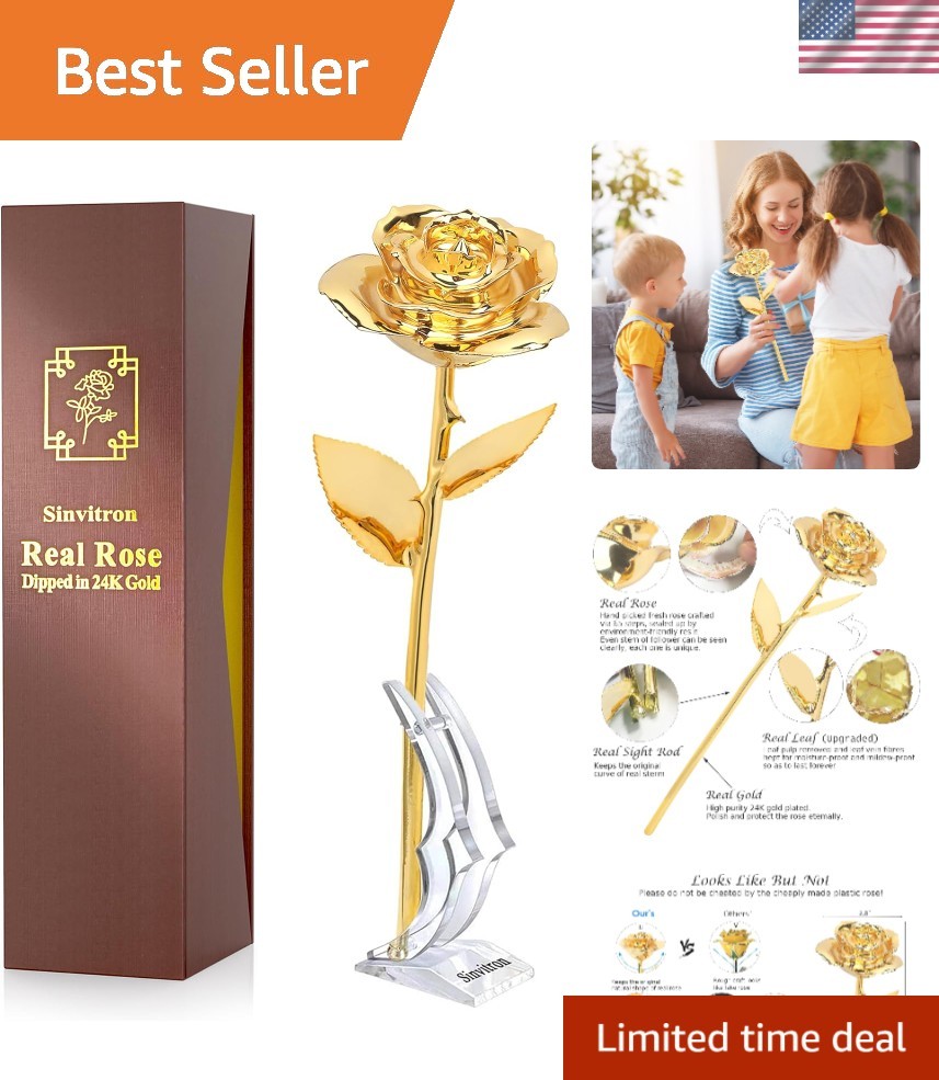 Elegant 24K Gold Dipped Rose – Romantic Gift for Women, Perfect for Any Occasion