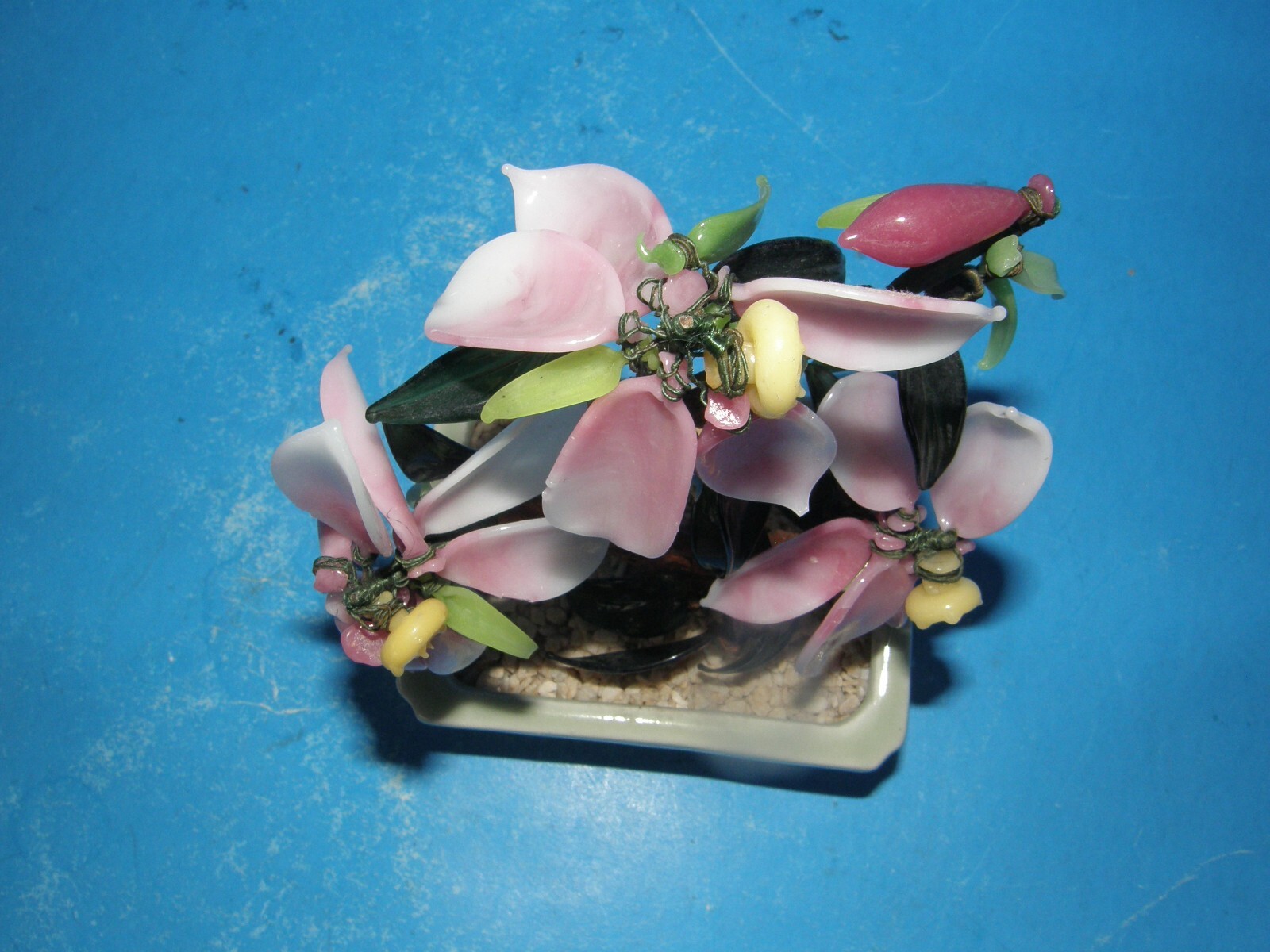 7″ PINK SEASHELLS FLOWERS IN DECORATIVE PLANTER
