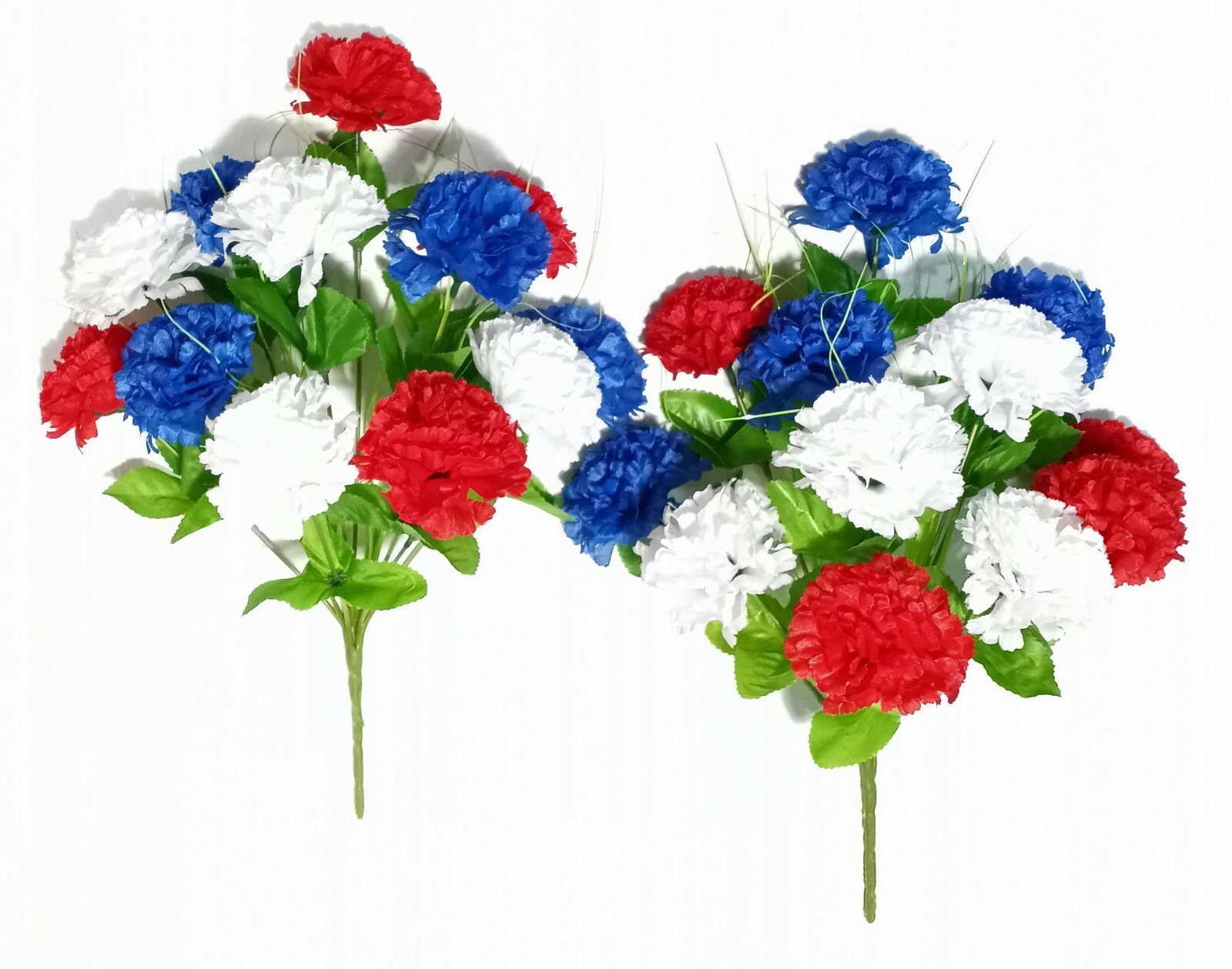 (2 pcs) 17″ Red White Blue Multicolored Silk Flower Bush Home Yard Craft Holiday