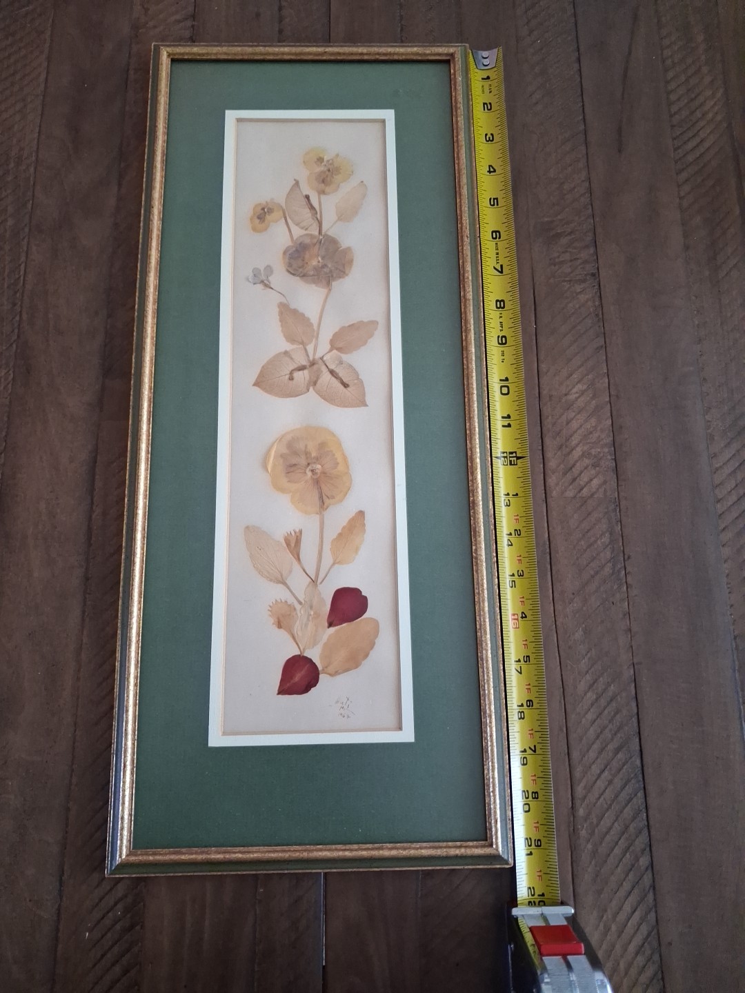 Wall Art Dried Pressed Real Flowers in Frame 21″x9″ 1967