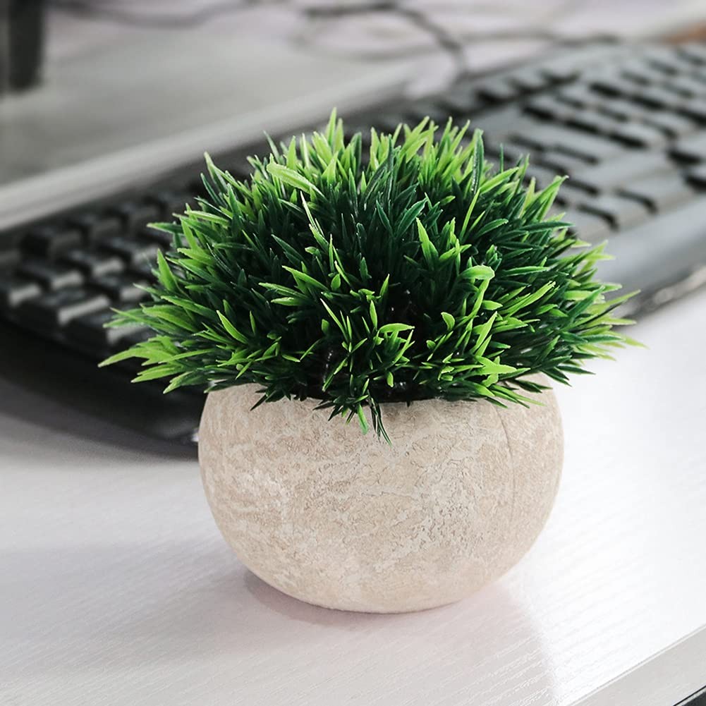 Bibabala Fake Bonsai Plants Faux Plant,Bonsai Short Needle Grass,Garden Deskt…