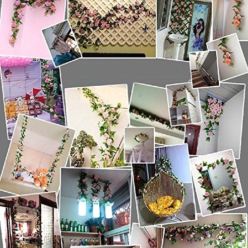 4 Pack 78ft Artificial Rose Vines with Green Leaves Fake Flowers Plants Hangi…