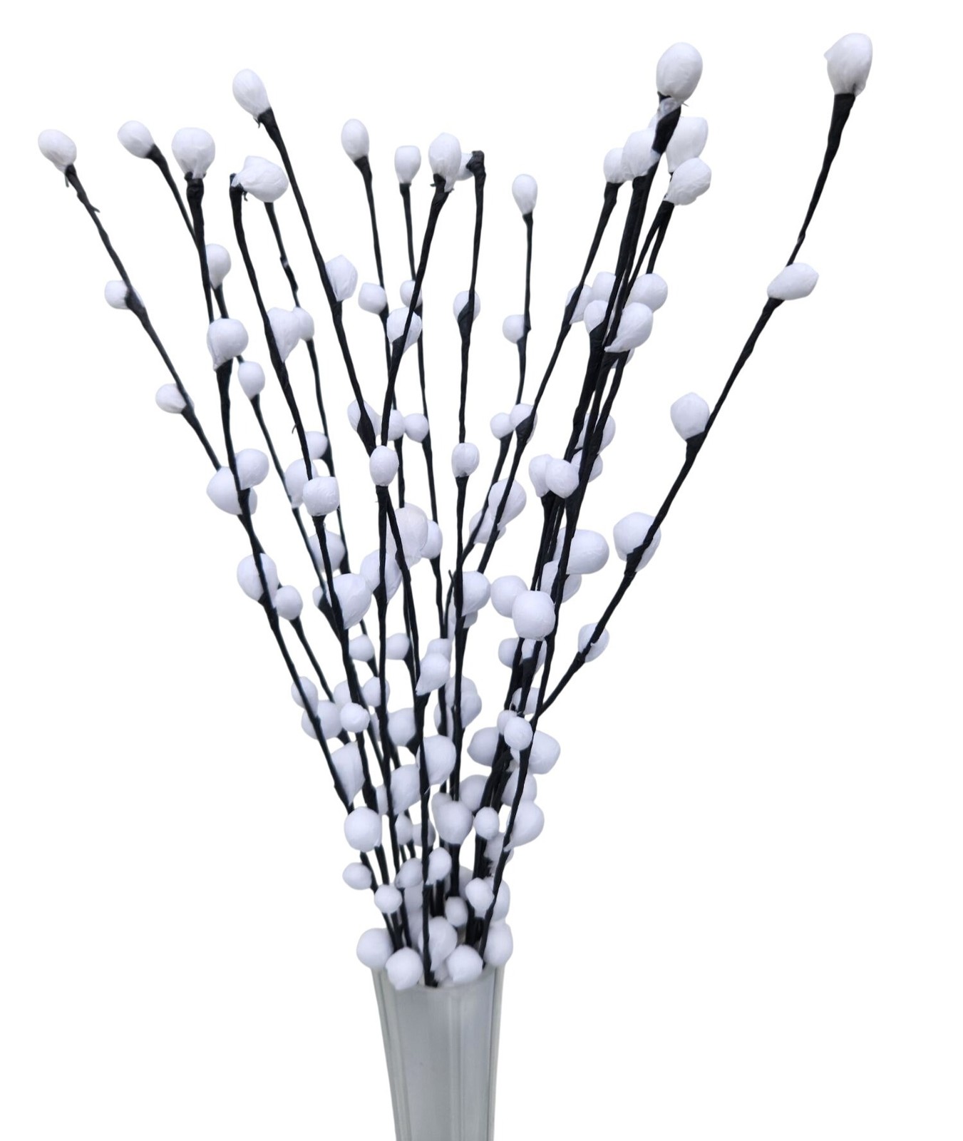 Artificial Pussy Willow Stems Black White Faux Branch Bundle Rustic Decor