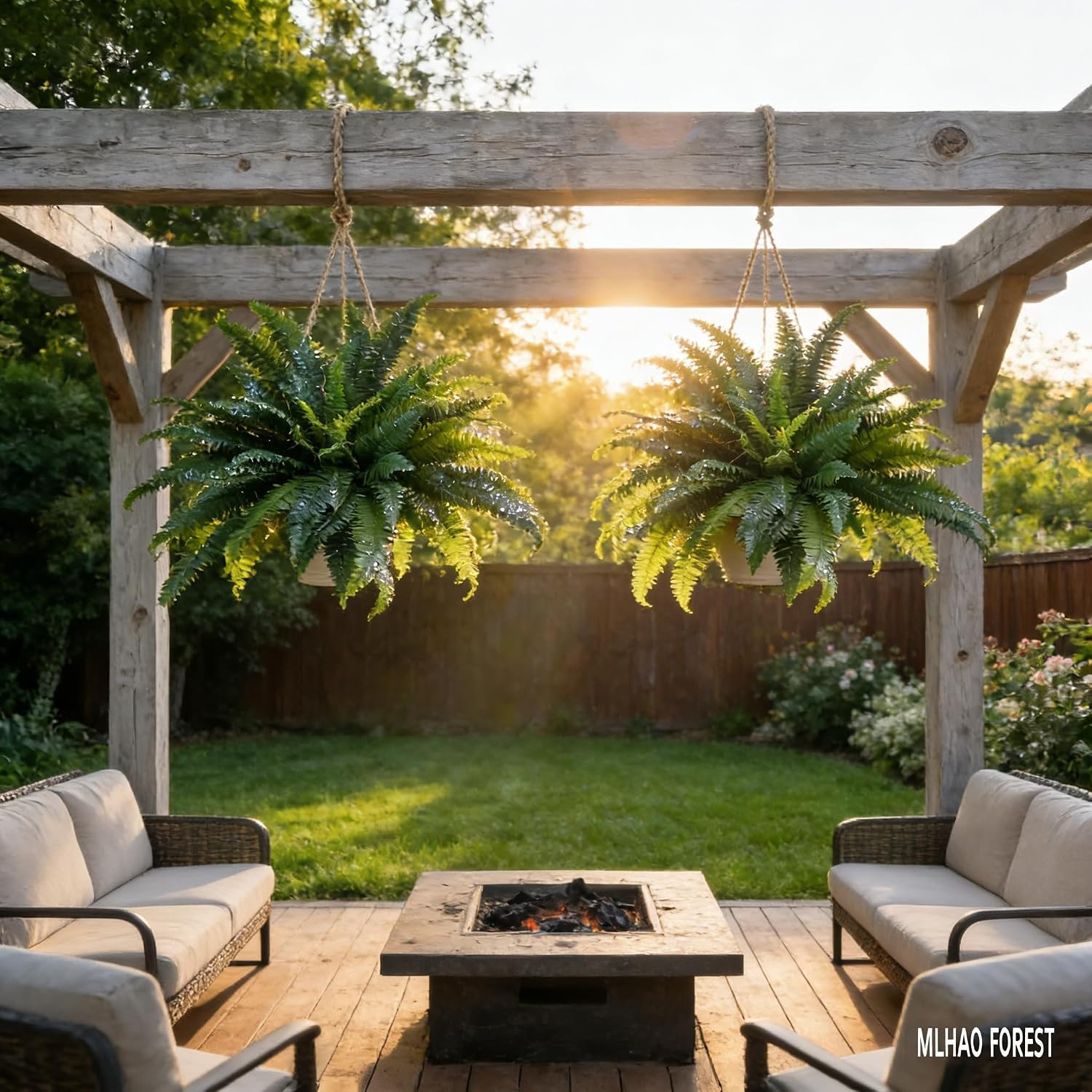 48″ Artificial Ferns for Outdoors Large, 2 Packs Fake Ferns, Realistic & UV Resi