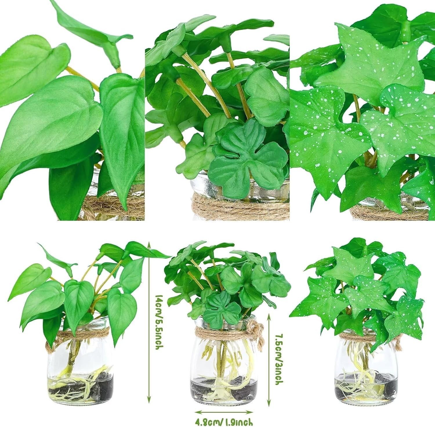 3 Pack Small Potted Plants with Faux Water, Real Touch Leaves Fake Plants in …