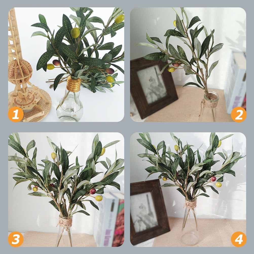 5Pcs Lifelike Olive Stems with Berries Fake Olive Branches for Table Decor