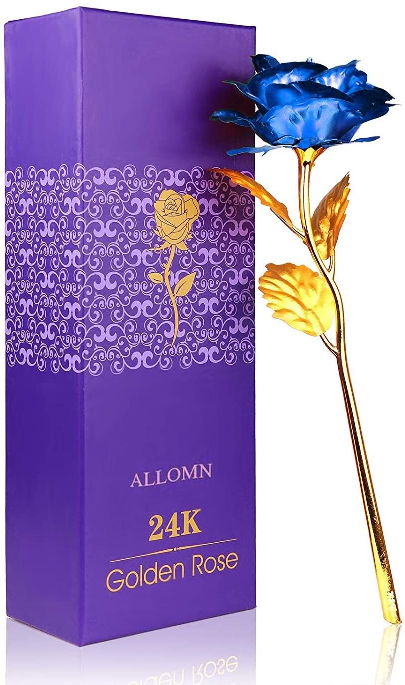 Romantic Blue Rose Purple Box Flower Valentine’s Day Lovers’ Gift No Love Base