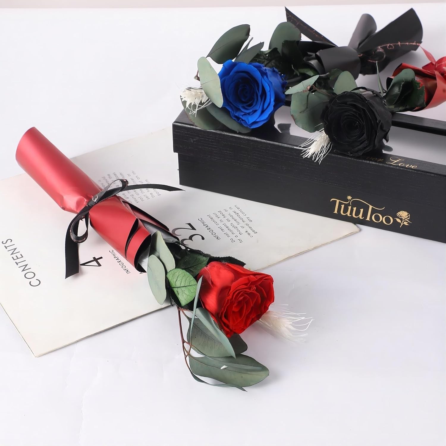 Forever Preserved Black Rose Birthday Gifts for Women,Eternal Flower Gifts for M