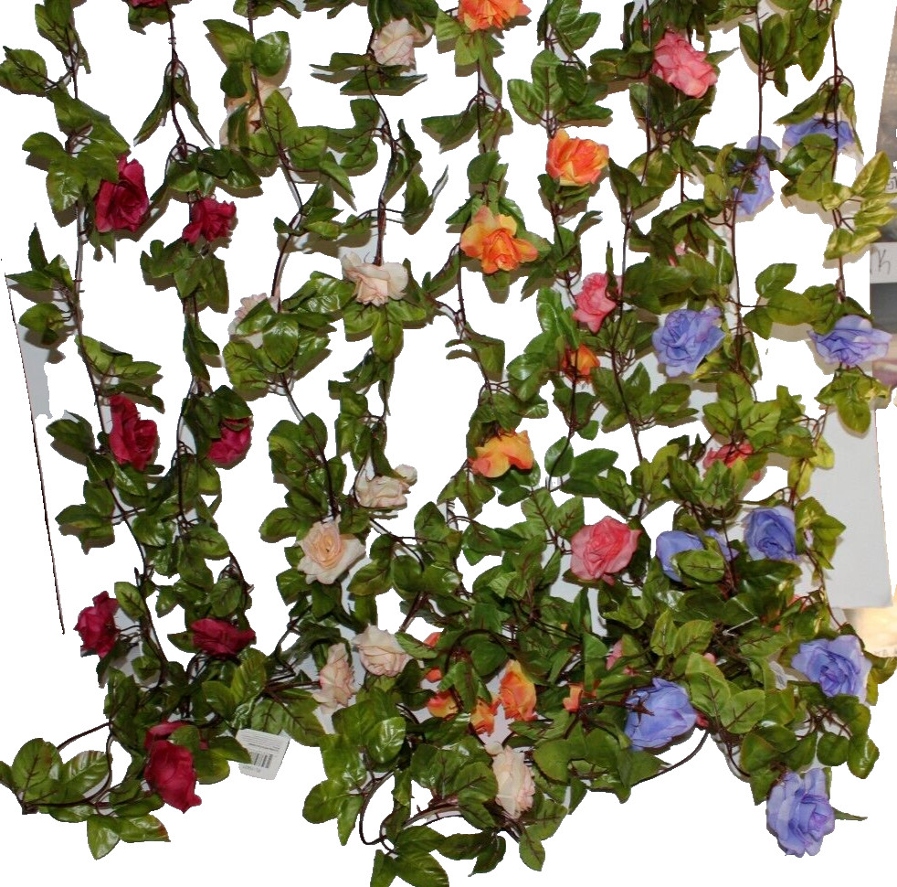 8 Feet Rose Garlands with green leaves, Pastel Colors Wedding Party Decor