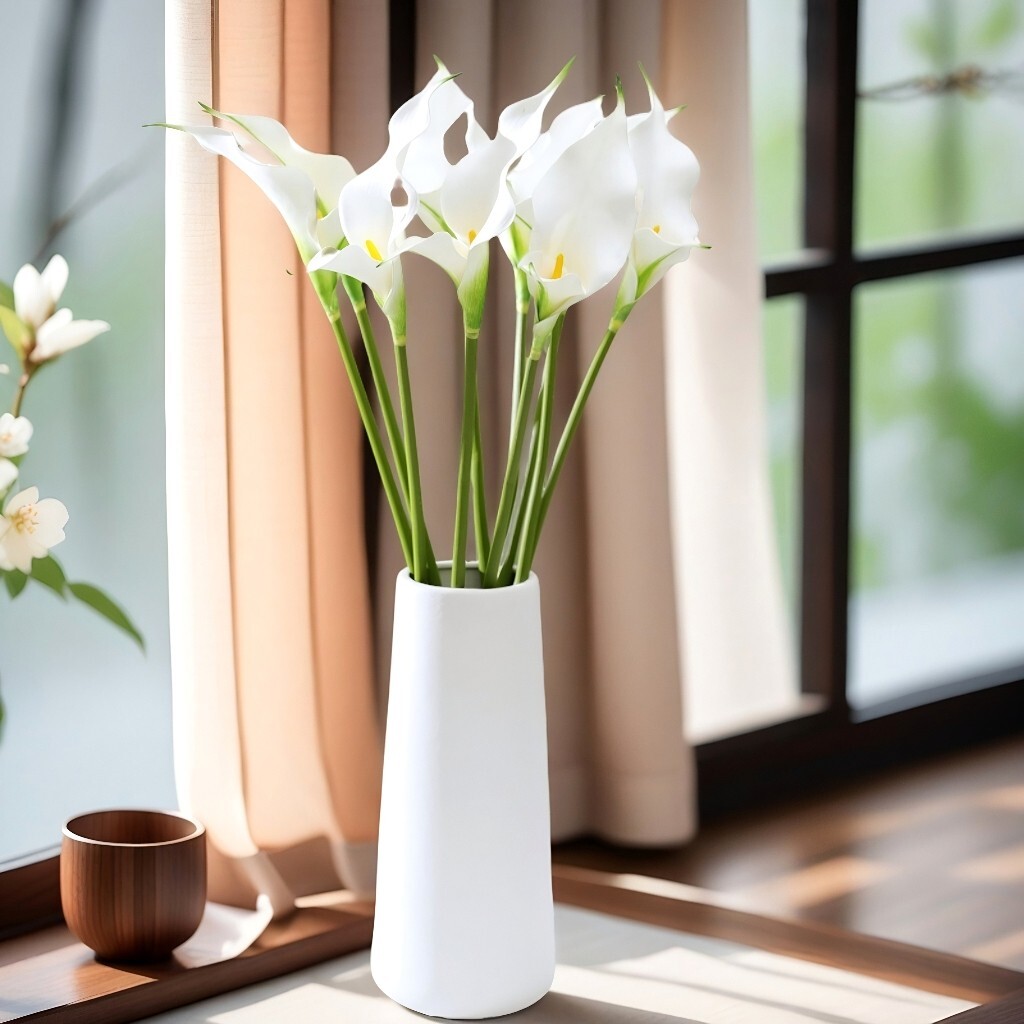 10pcs Calla Lily Artificial Bouquet with long -stems realistic white purple mix