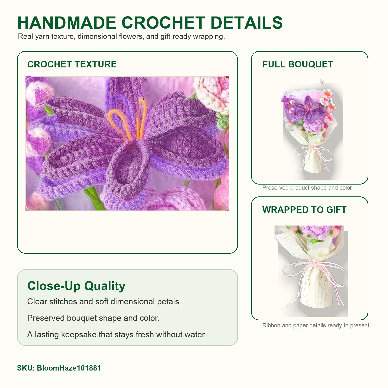 Bloom Haze Handmade Crochet Flower Bouquet Yarn Gift Decor