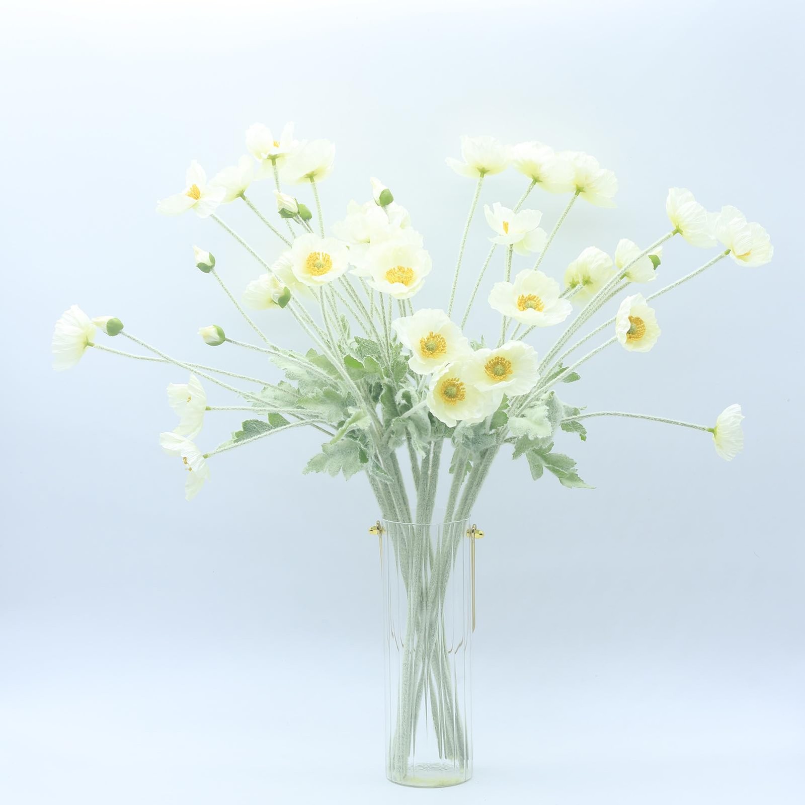 2 PCS 23.6 Inch Artificial Poppies Silk Flowers Arrangements Table White