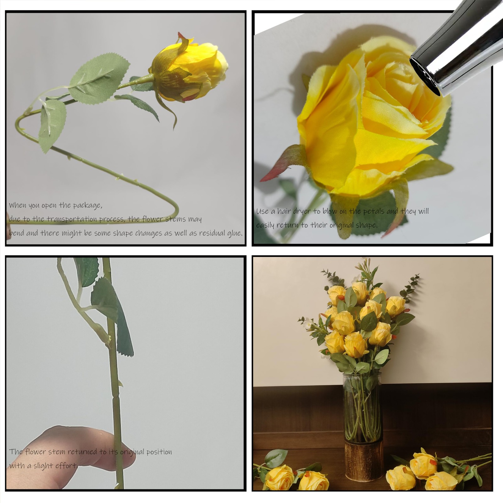 Artificial Roses 10 Pcs – Lifelike Single Stem Fake Roses with Natural Petal …