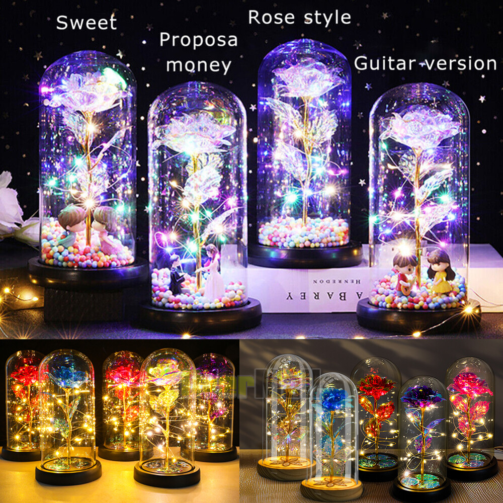 Eternal Enchanted Galaxy Rose in Glass LED Flower Christmas Gifts for Her Womens