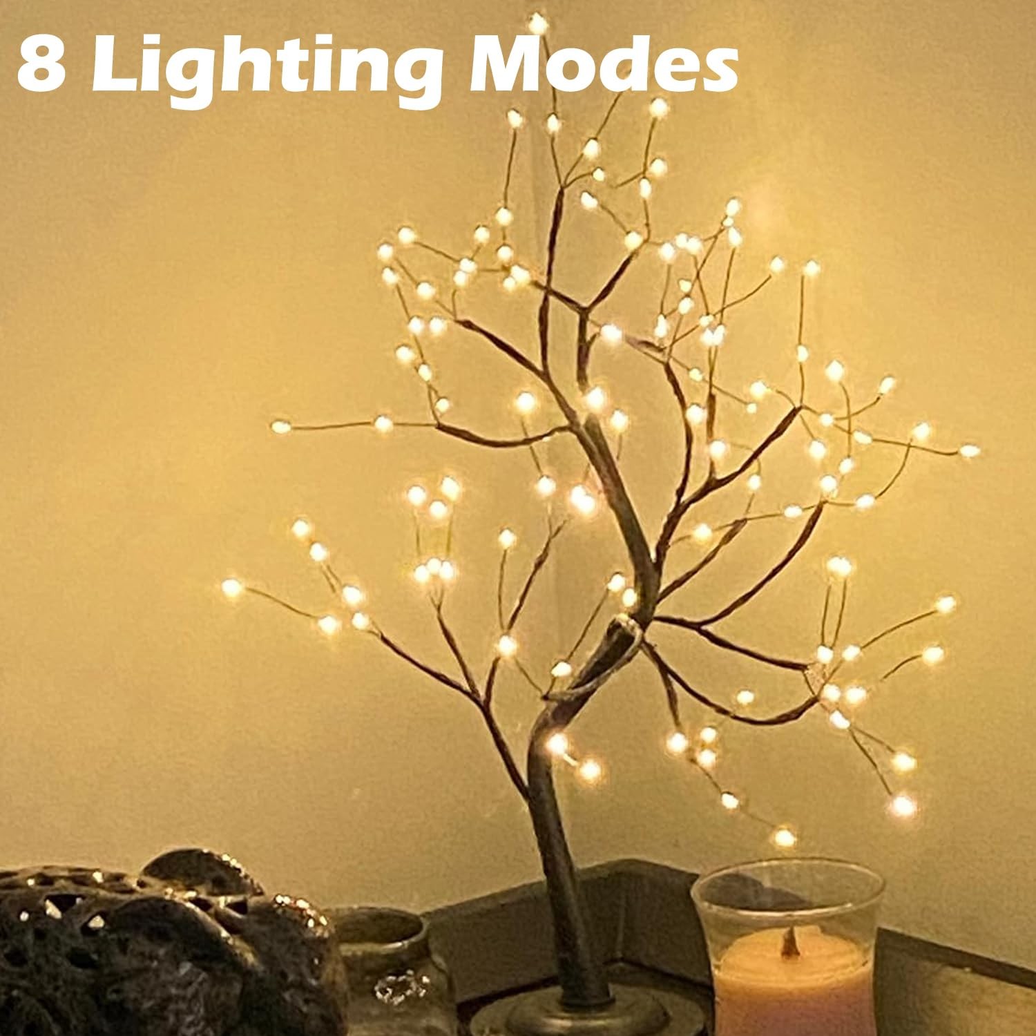 108 LED Tabletop Tree Light, 20 Inch Lighted Artificial Bonsai Twinkle Tree L…