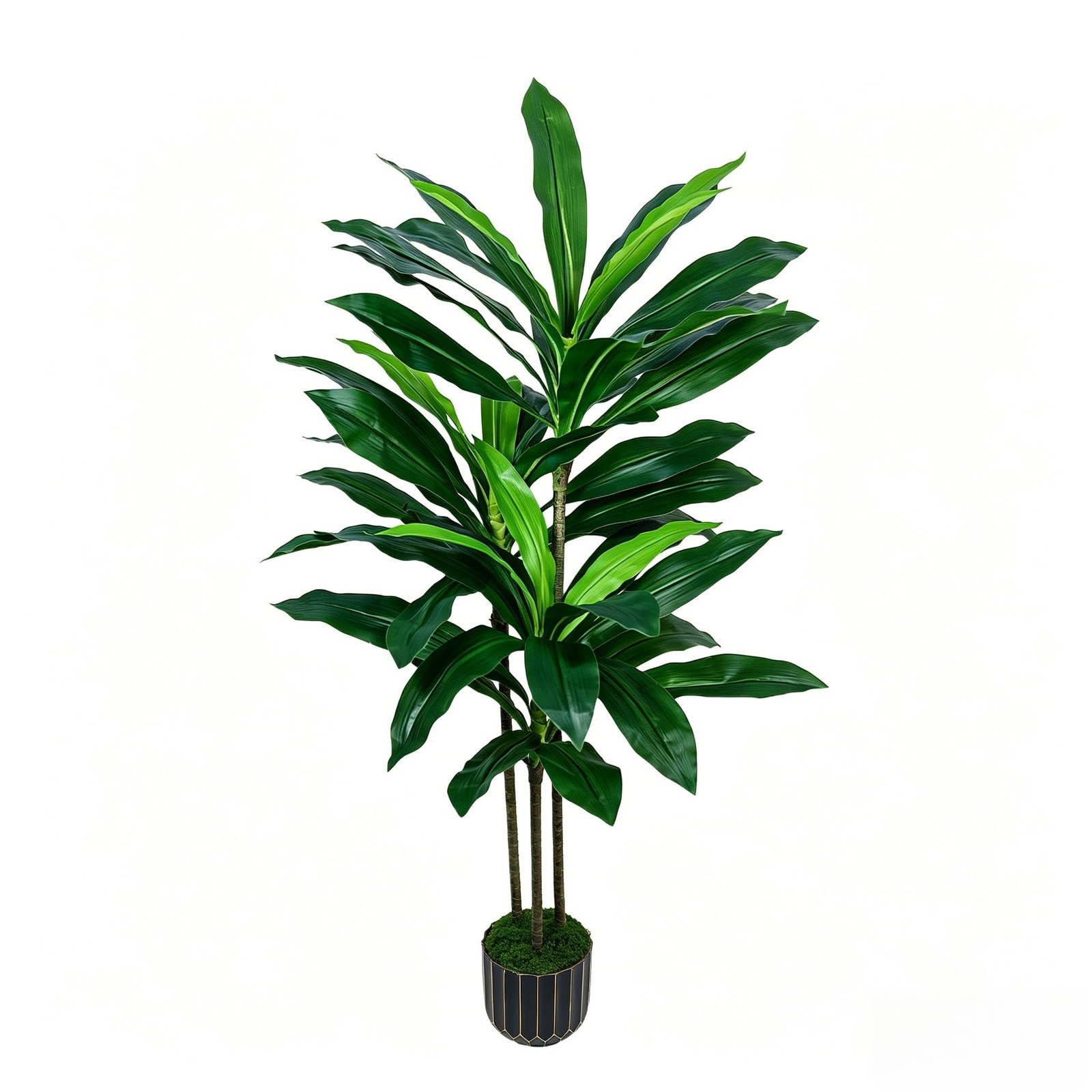 Artificial Dracaena Tree 48in – Fake Plants Tree with Black Planter – Faux Yu…