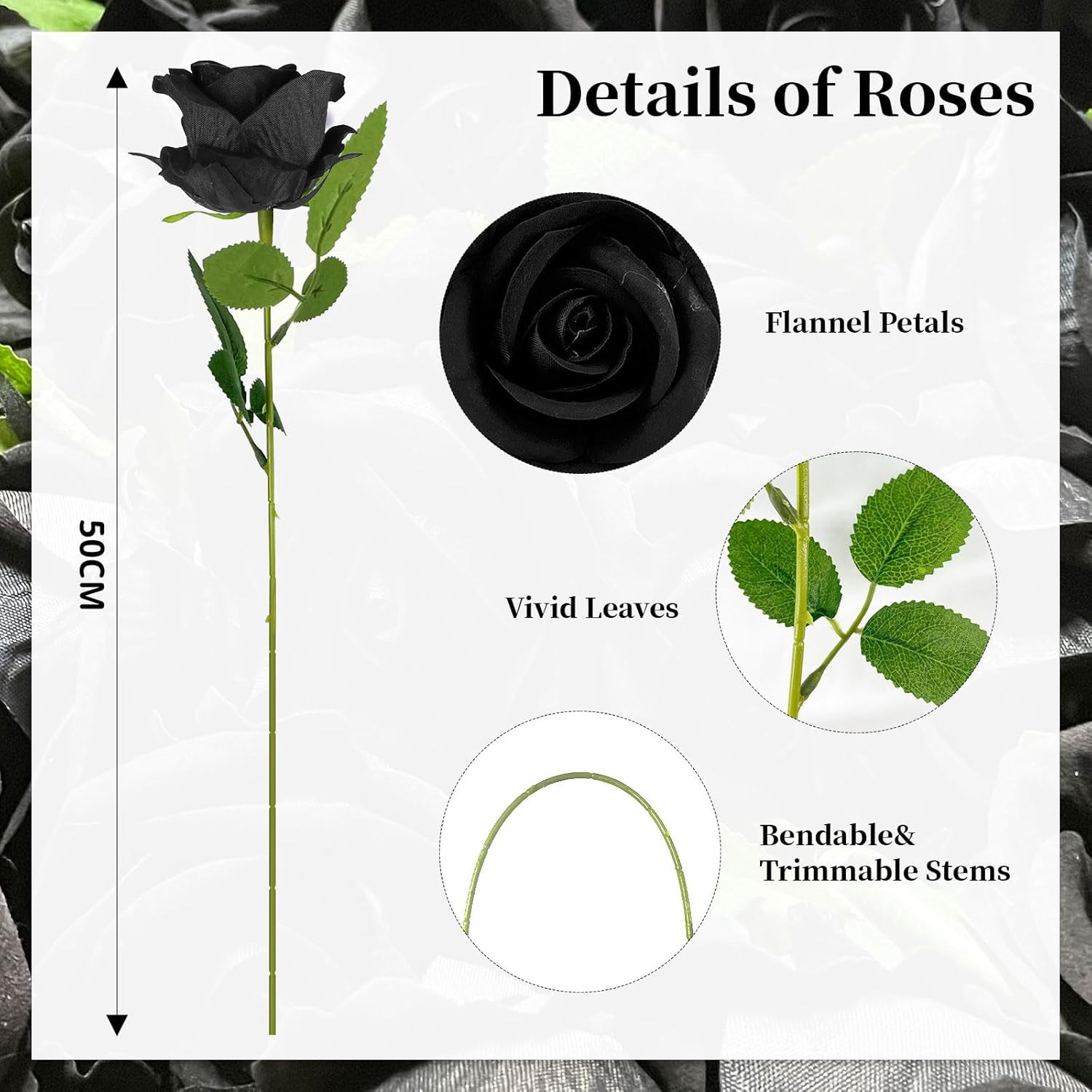 10 PCS Artificial Roses with Long Stems Silk Flowers Realistic Foam Flowers Fake