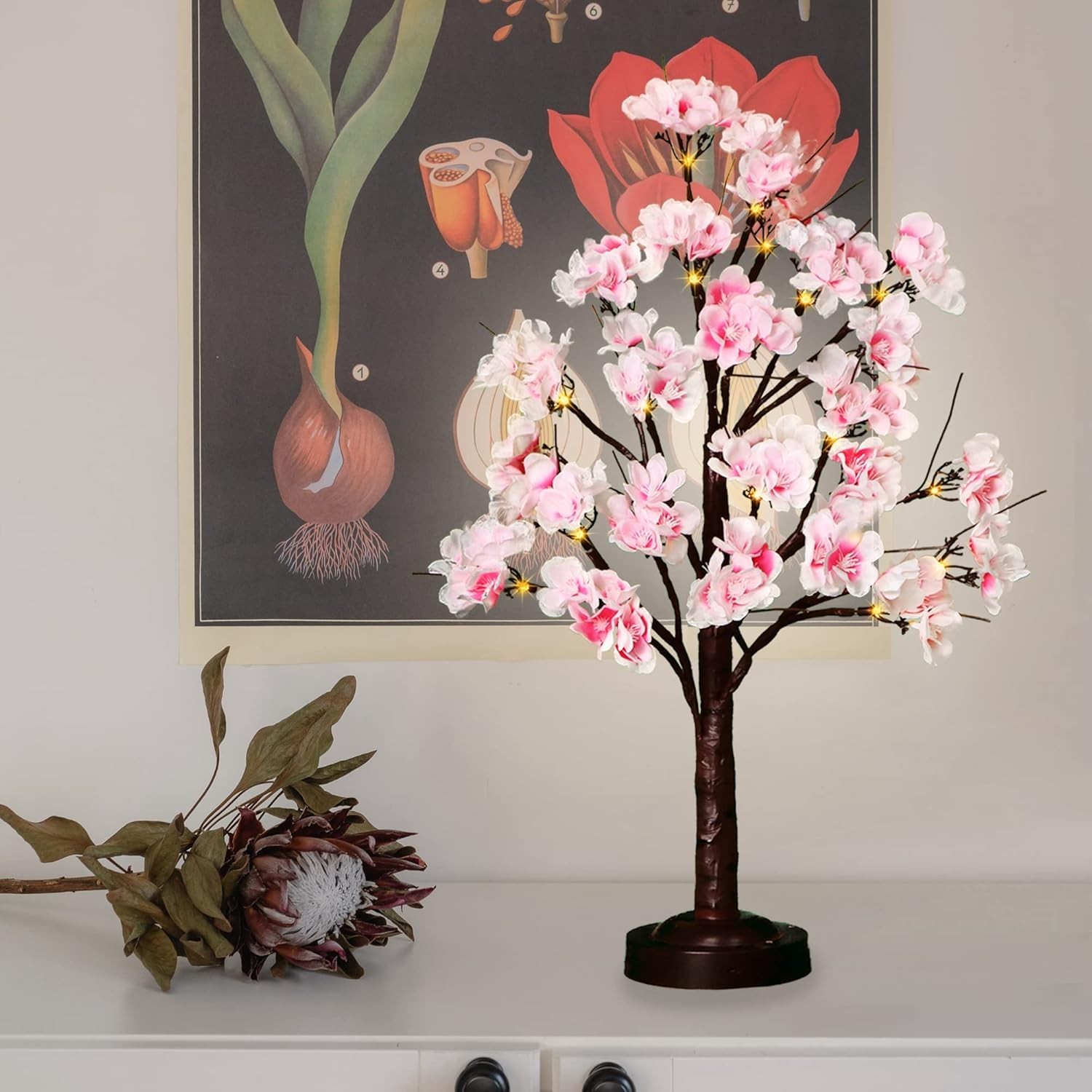 FUCHSUN 18 Inch Cherry Blossom Tree Lamp with LED Light, Lighted Artificial T…