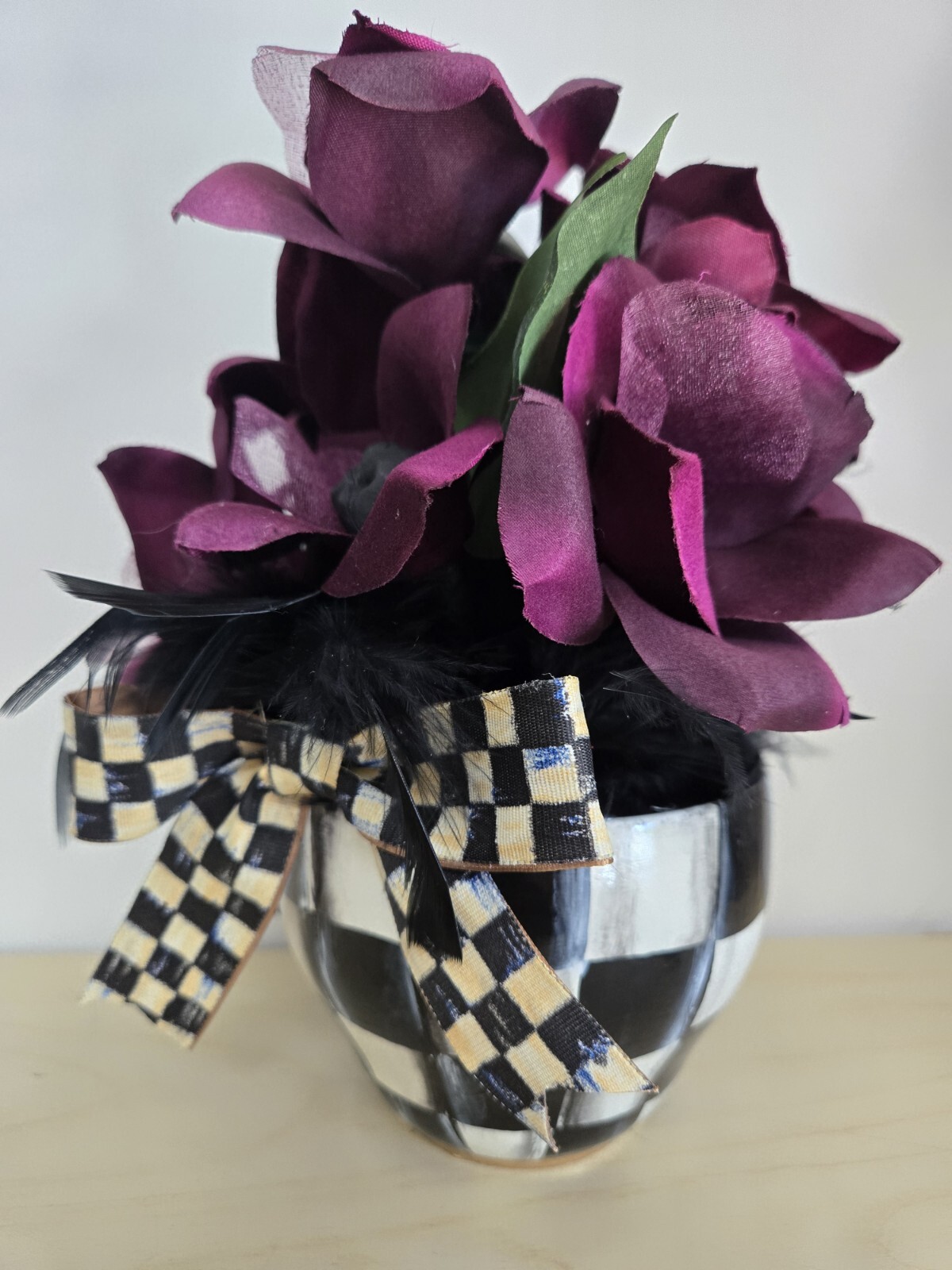 My Own Checkerboard Inspired Halloween Skull Bouquet Courtly Ribbon Bow