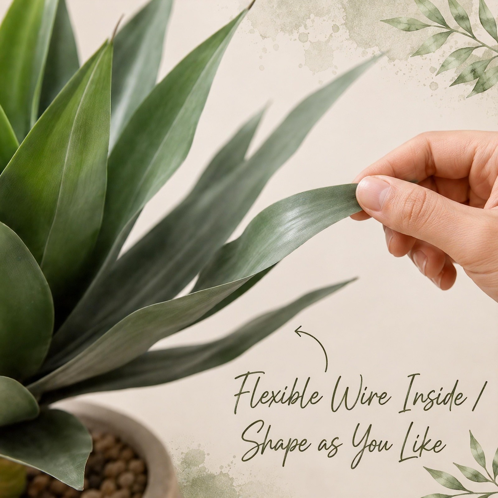 2 PCS Artificial Agave Plant UV Resistant Lifelike Indoor Outdoor Decor Green