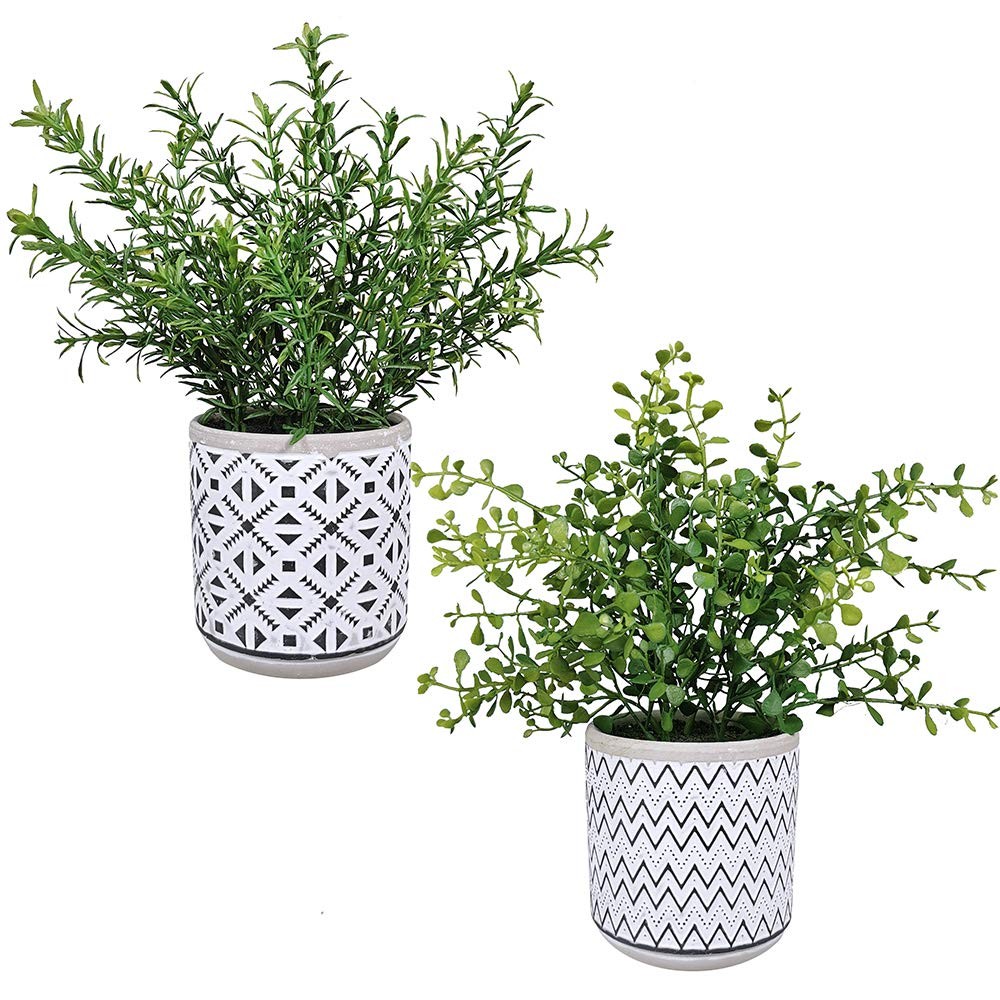 2 Pack Small Potted Eucalyptus Plant Artificial Plants Green Boxwood Rosemary…