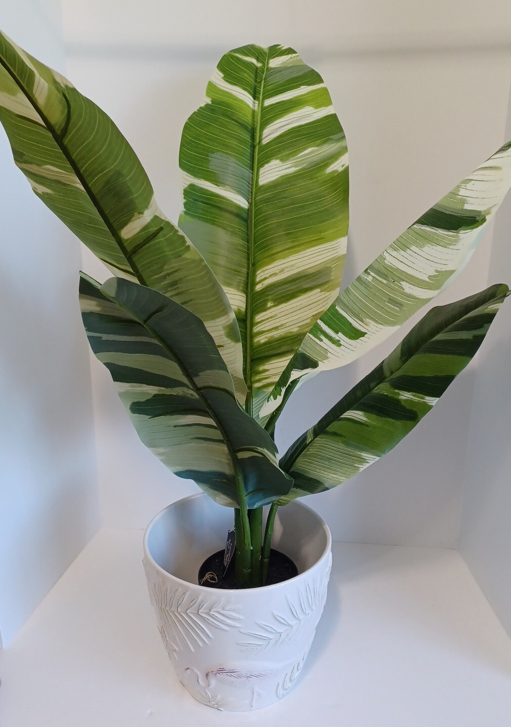 Banana Leaf Potted Houseplant, 30″ X 24″, Silk Craft, Brand New