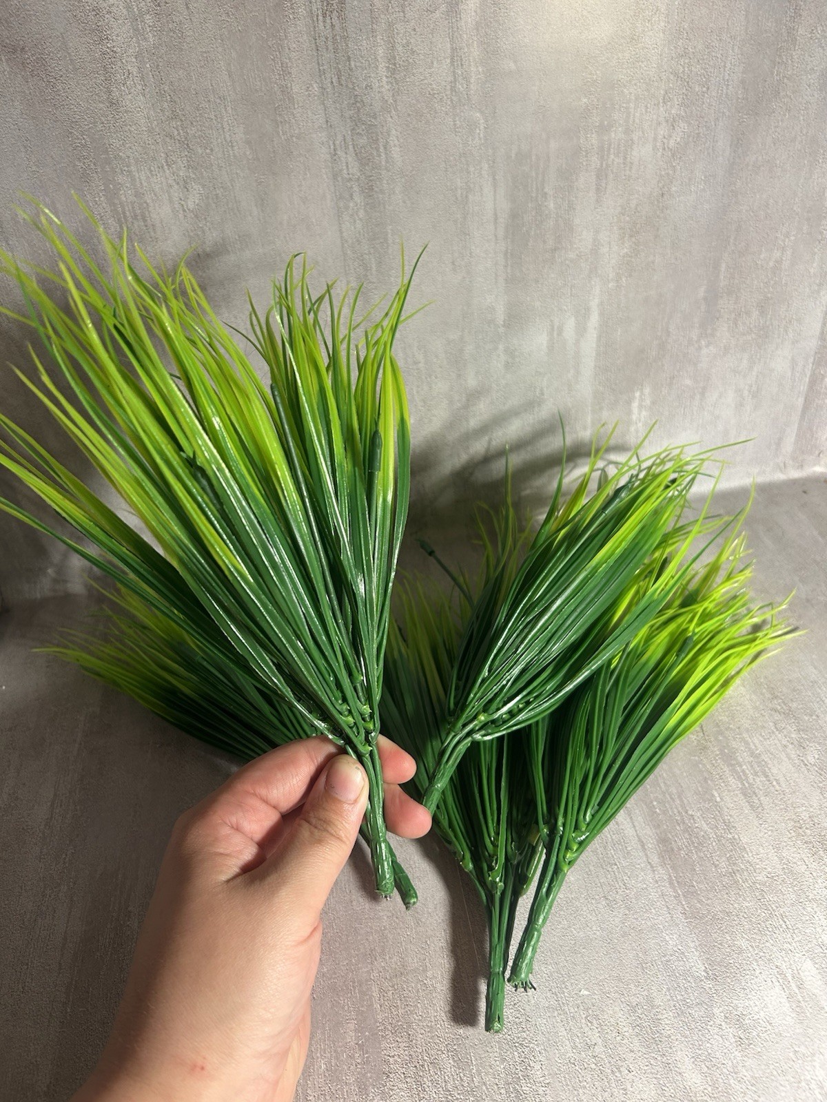 Set Of 5 Faux Grass Green Dark To Light Floral Picks Crafts Arrangement A503