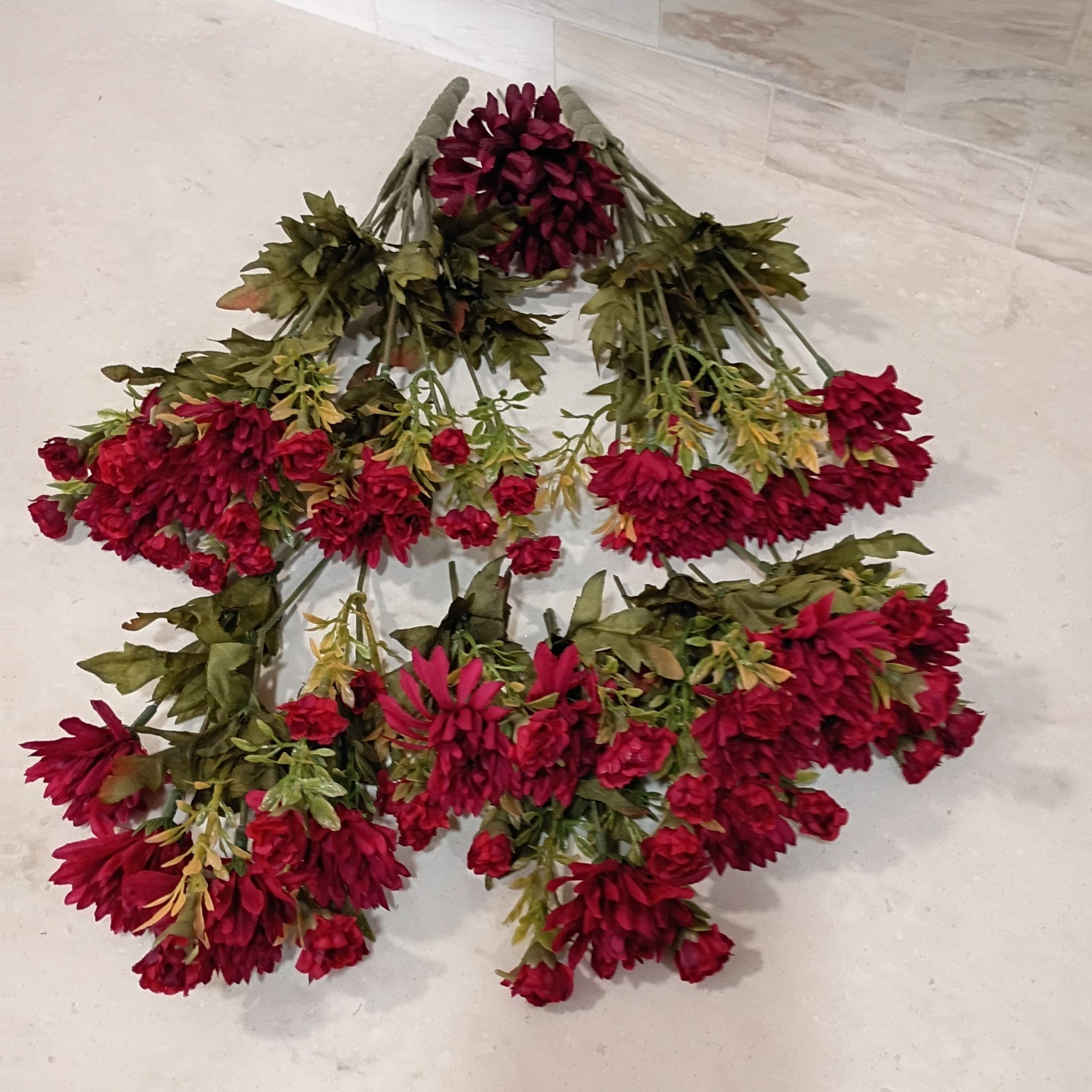Dark Burgundy Flower Stems 16 Stems, 67 Artificial Flower Buds