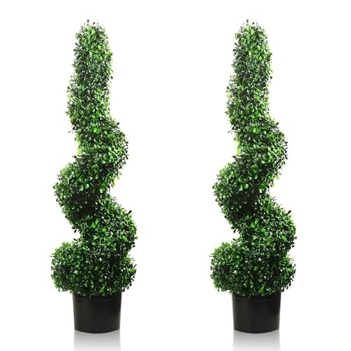 4FT Artificial Spiral Boxwood,Topiary Trees Artificial Outdoor-Indoor 4ft