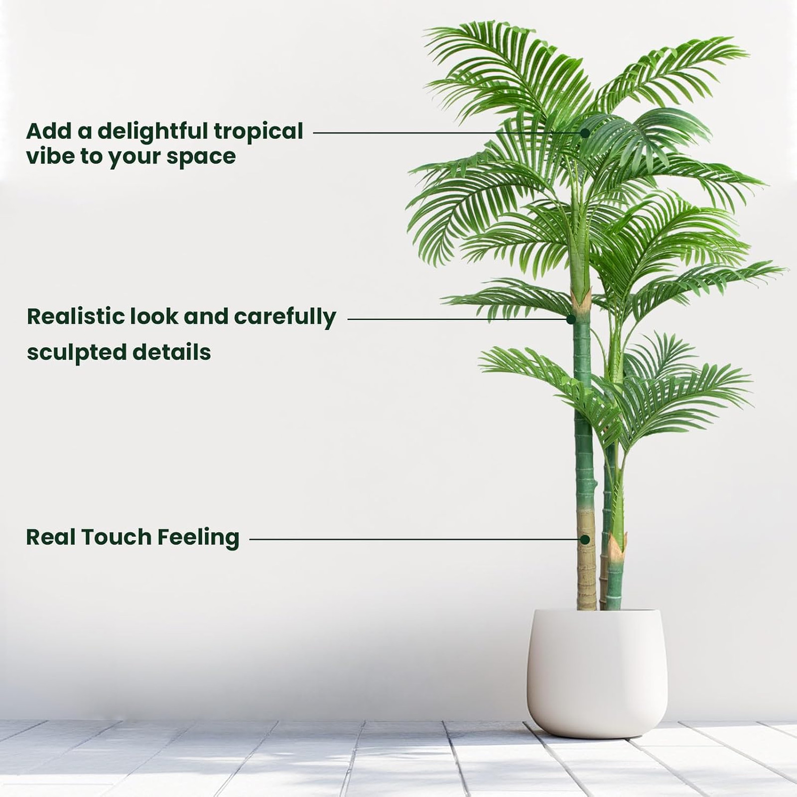 6ft Artificial Palm Tree with UV Resistant Silk Leaves, Indoor Outdoor