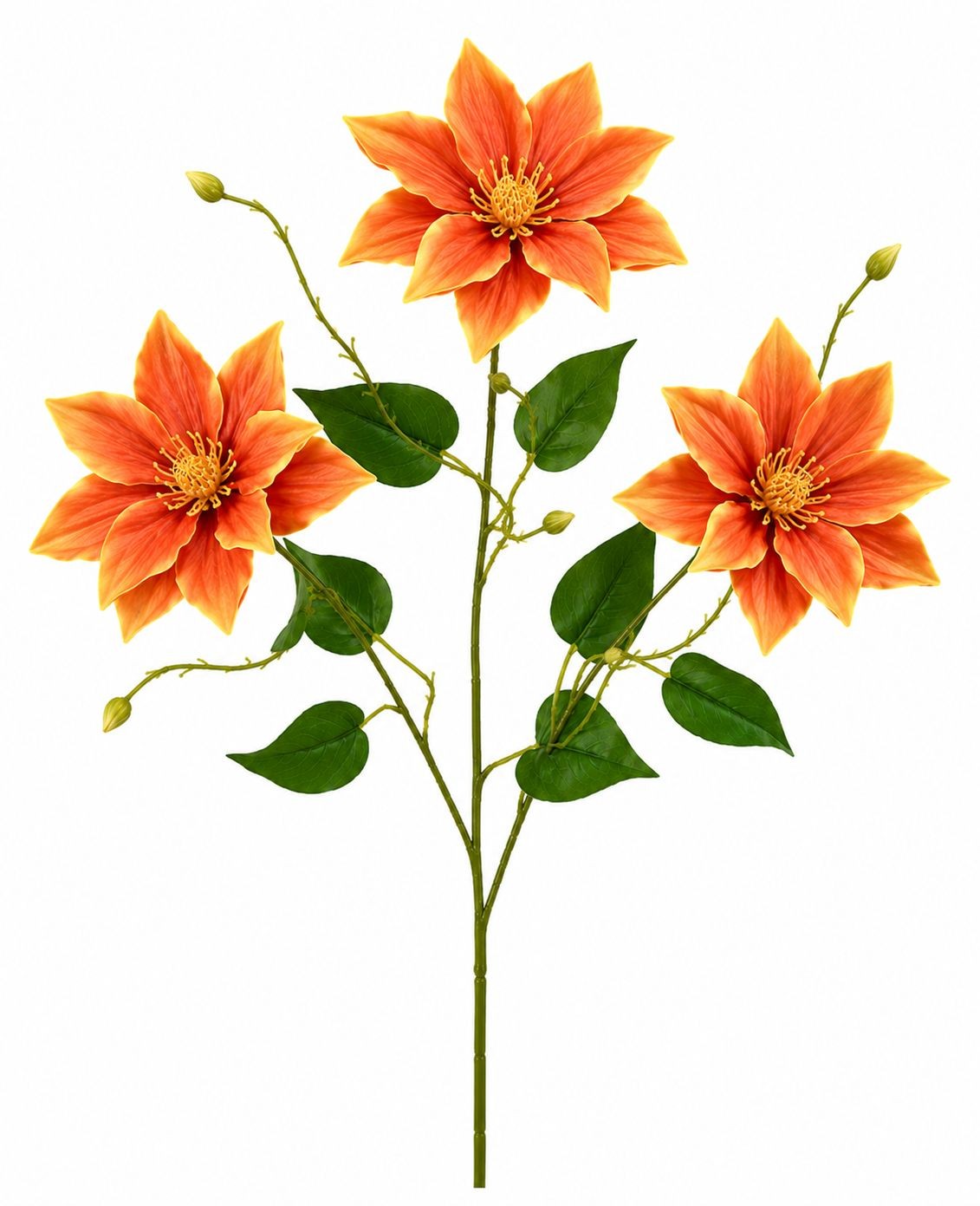 Orange Clematis Stem Faux Flower Branch Floral Stem Autumn Floral Decor Farmhous