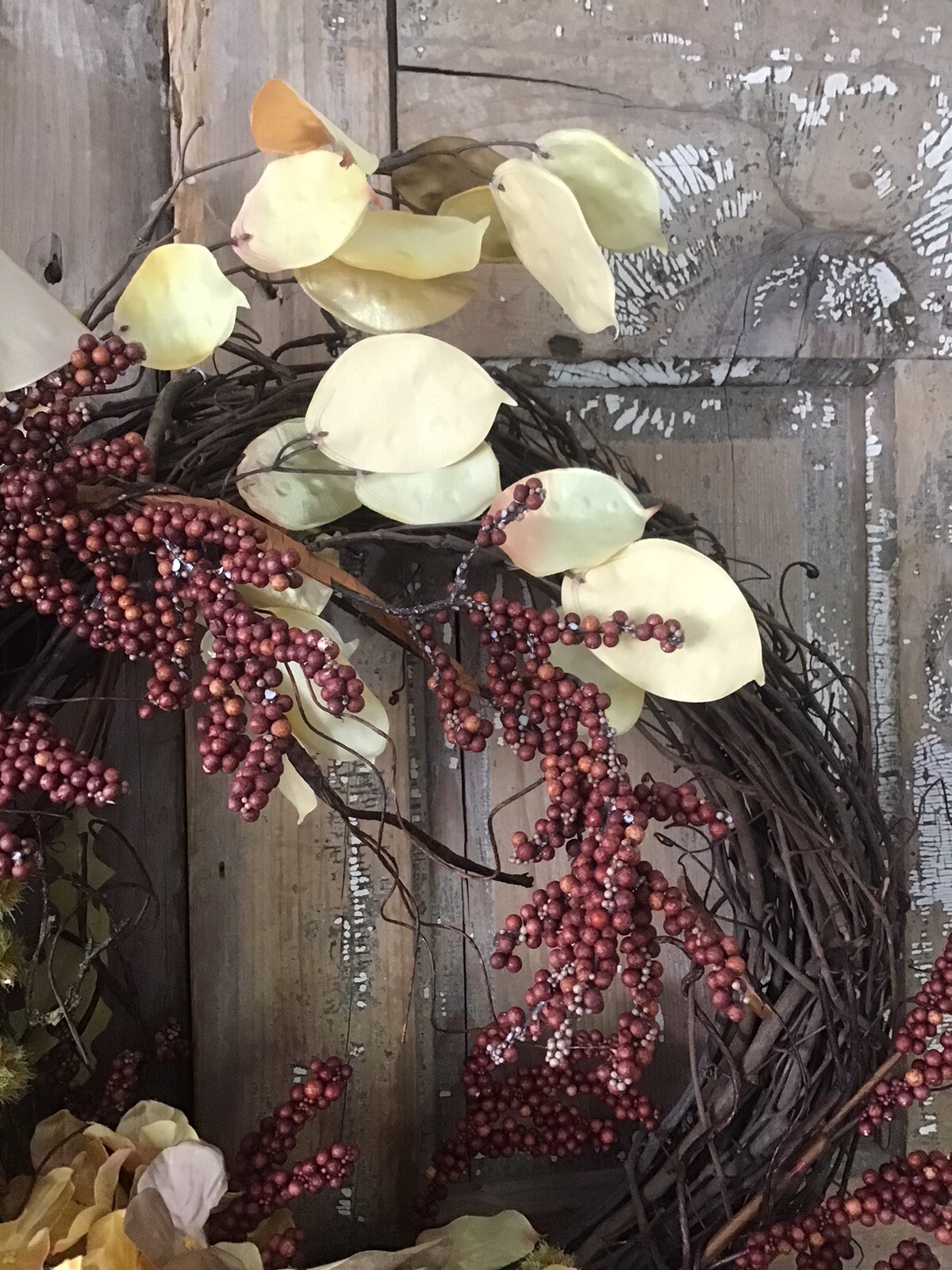 Handmade Designer Wreath Fall Neutral Winter 24” Door Wreath One Of A Kind