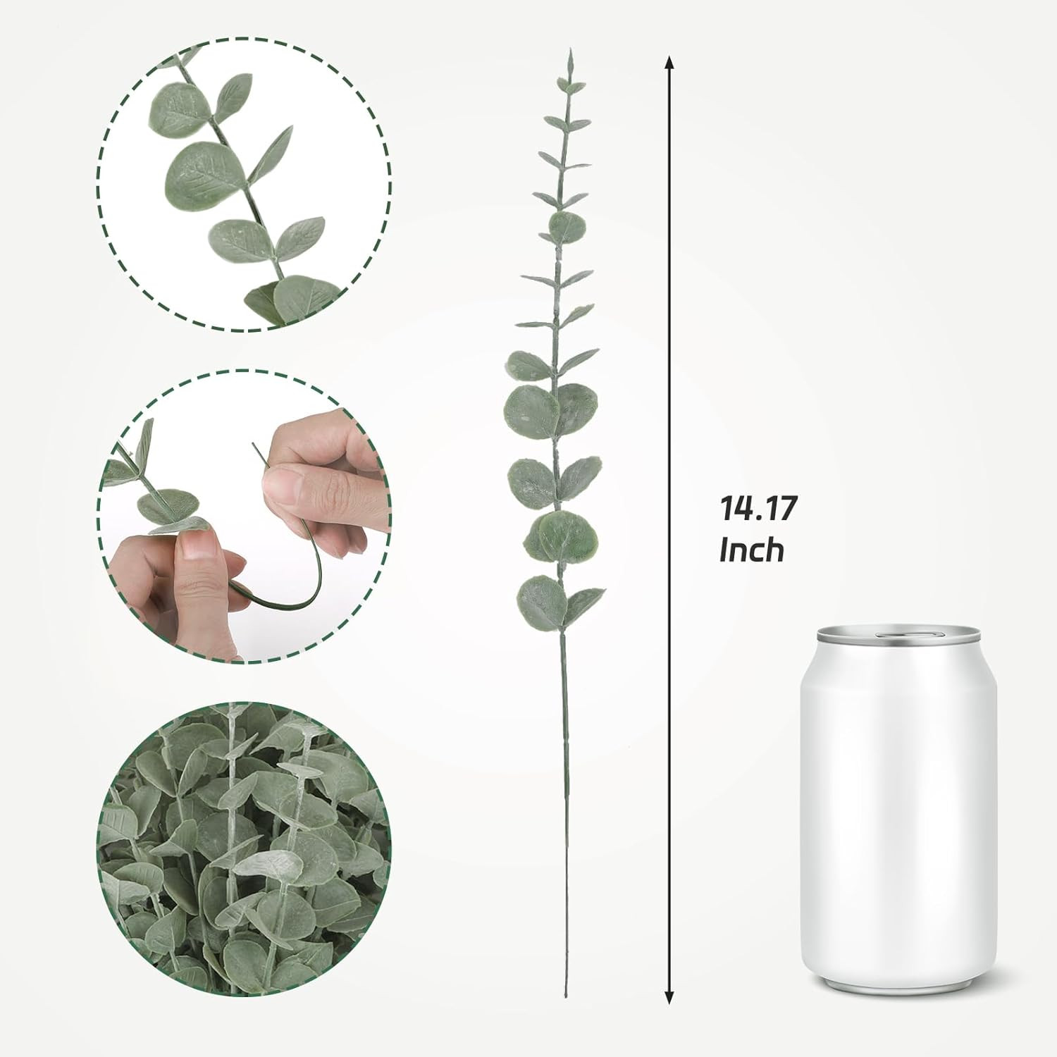 80Pcs Artificial Eucalyptus Stems Fake Eucalyptus Leaves Stems Real Touch Leaf B