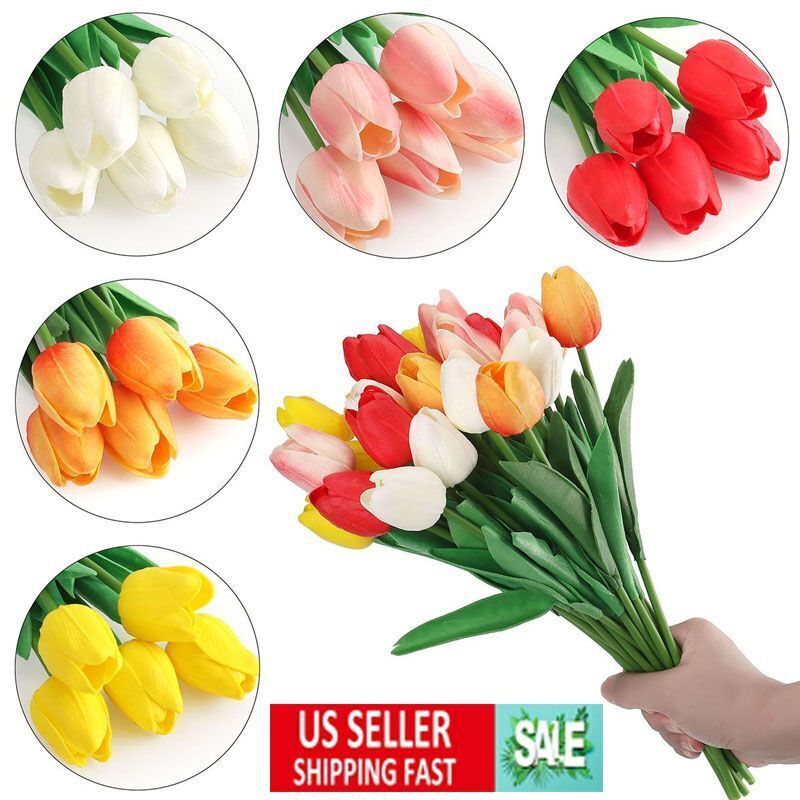 5 10 25Pcs Real Touch Artificial Tulips Bridal Home Wedding Party Festival Decor