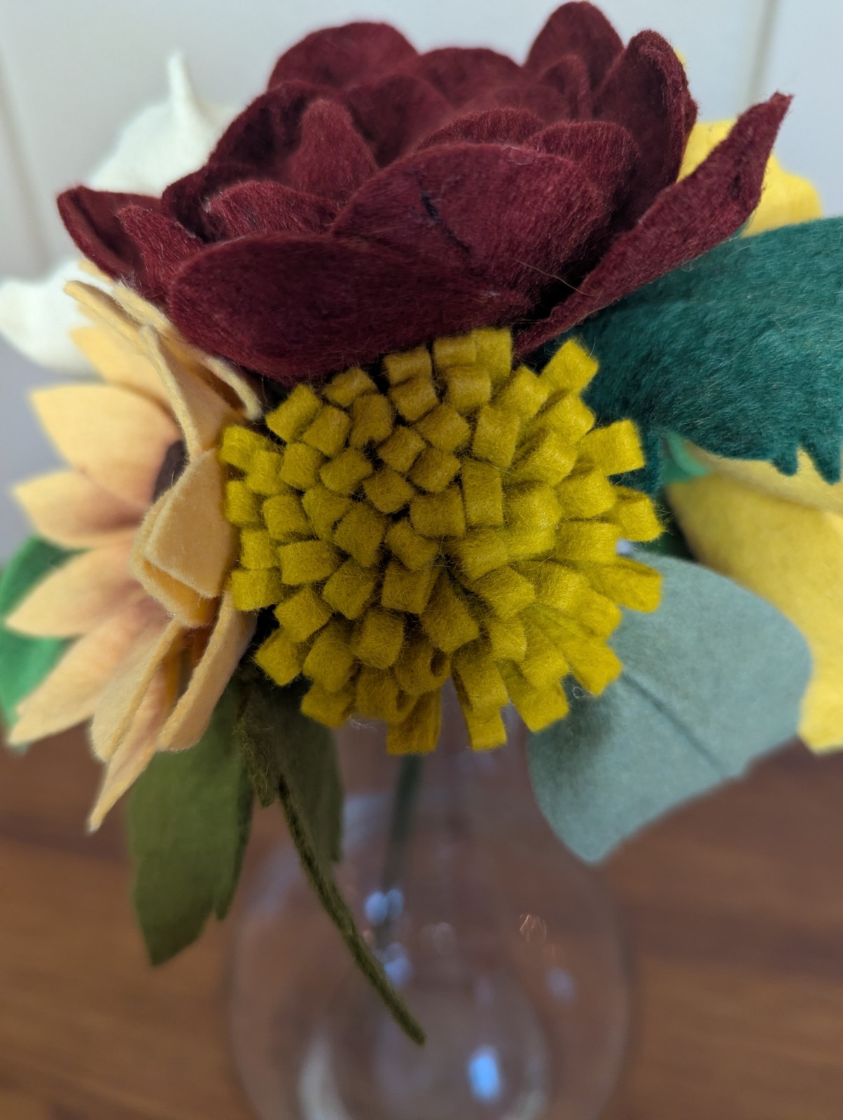 Beautiful Hand Cut Wool Blend Felt Flower Bouquet Gift Wrapped/Great Gift Idea!