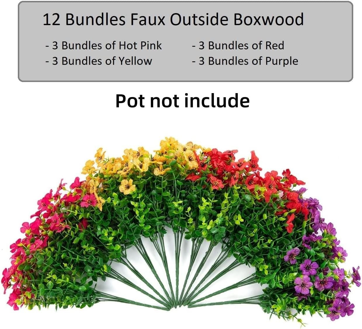 Colorful Mix of Pink, Red, Purple & Yellow Faux Flowers for Garden Decoration