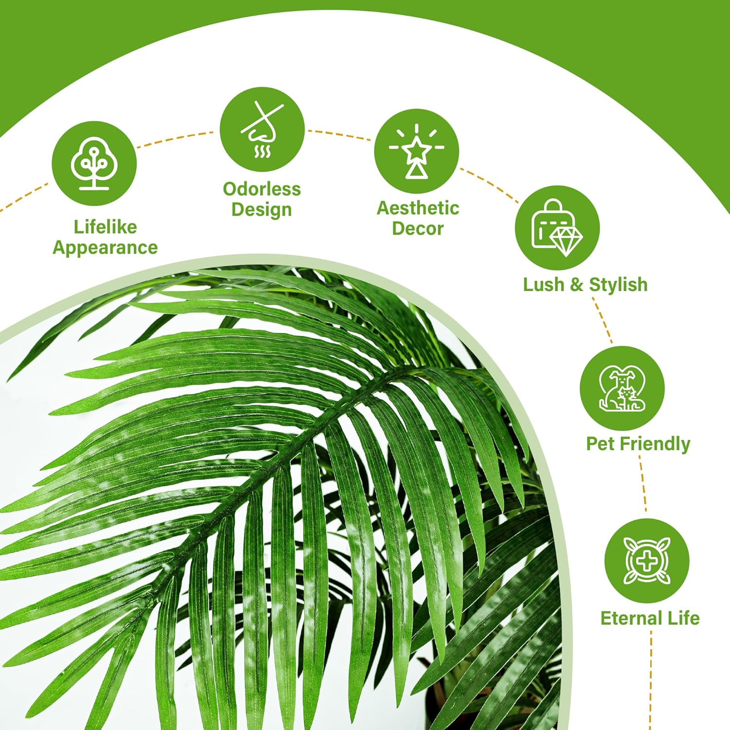 4Ft Artificial Areca Palm Tree Plant, 47In Fake Cane Palm Silk Tree Indoor Outdo