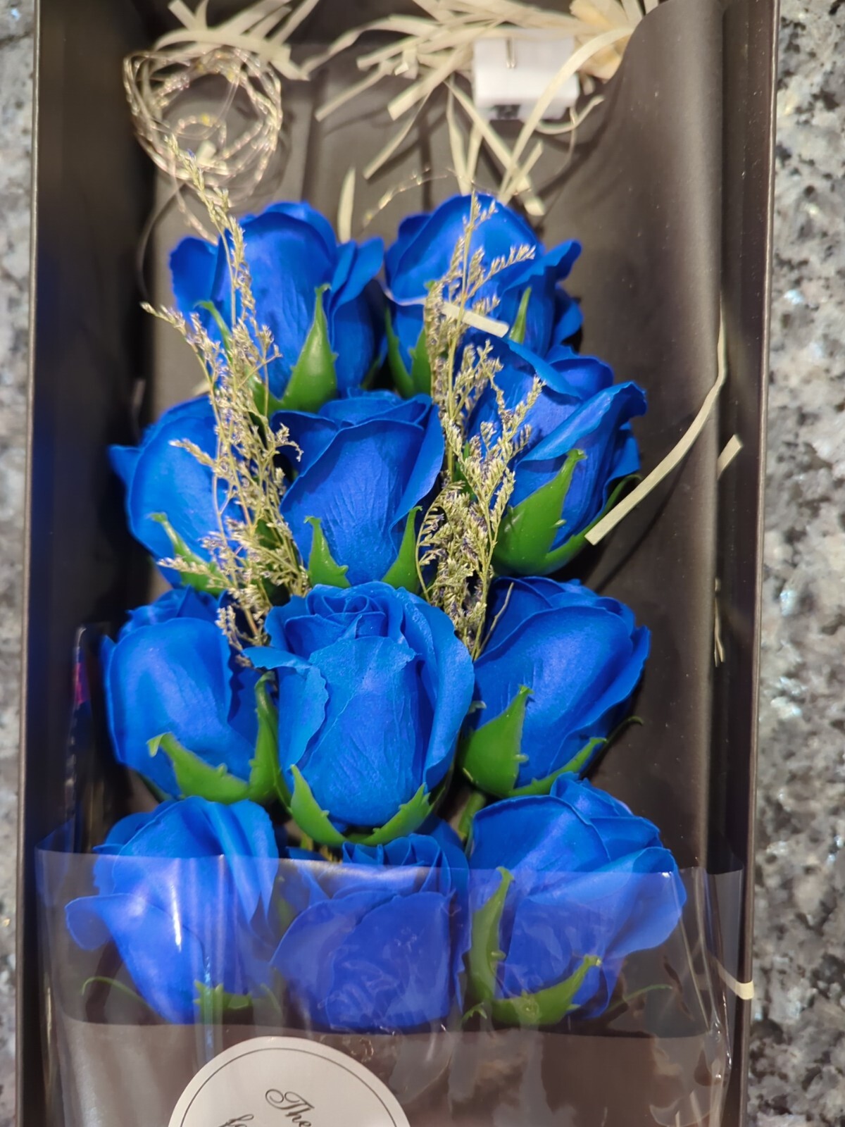 Gift Box Preserved Flower Bouquet, from Flowica Gift Shop and LED Lights, Blue