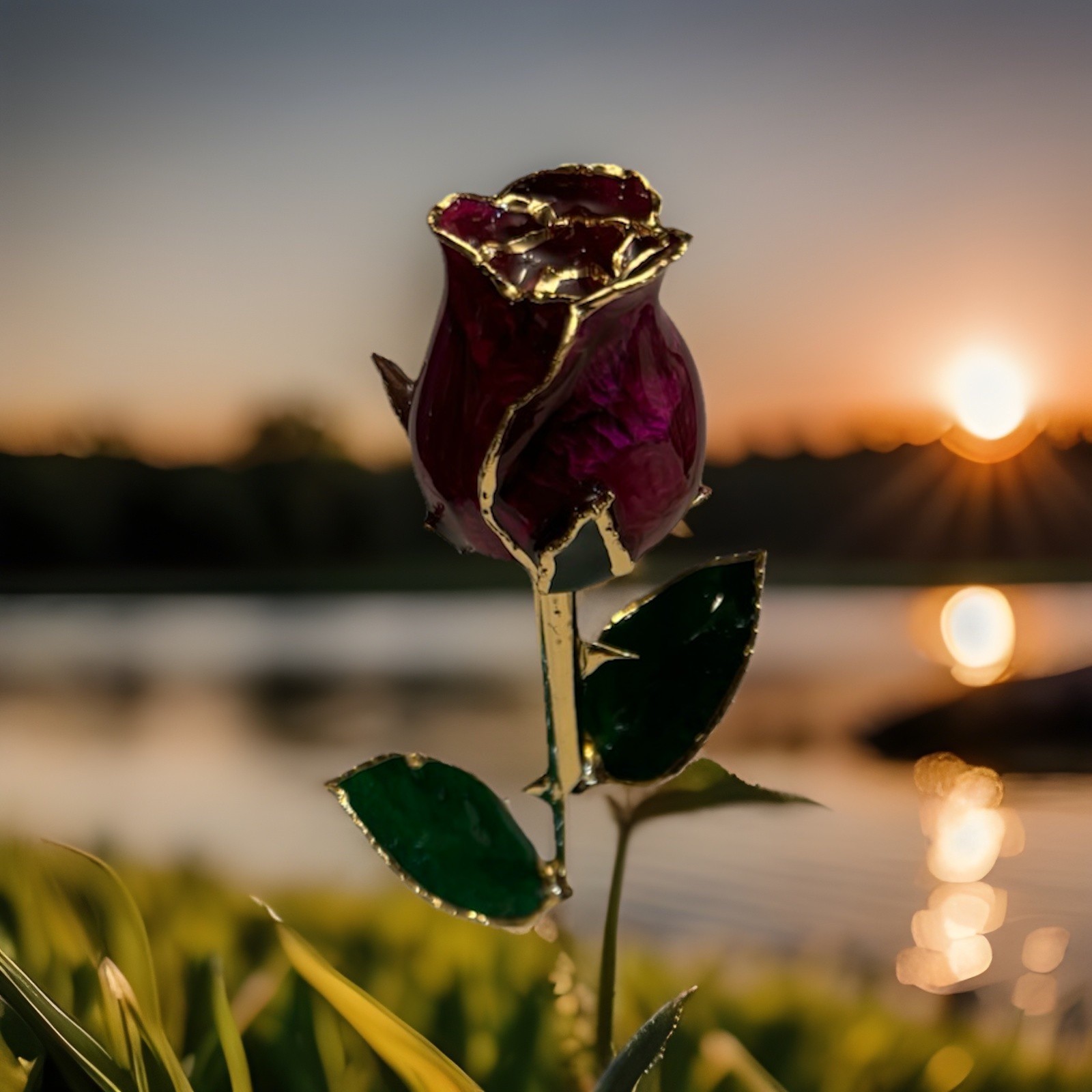 Eternal Love – Real Rose Dipped in 24K Gold ~ Fuchsia